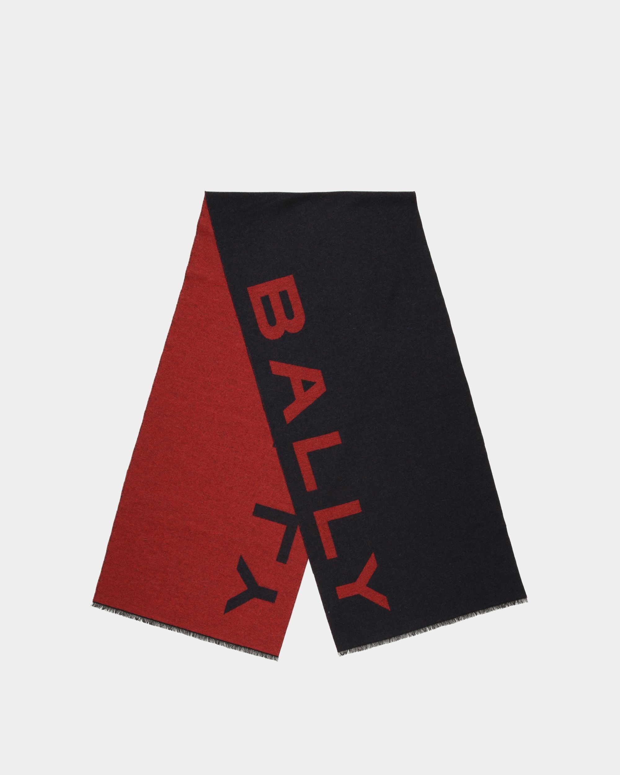 Bally Global - Logo Scarf In Deep Ruby And Midnight Fabric - Black