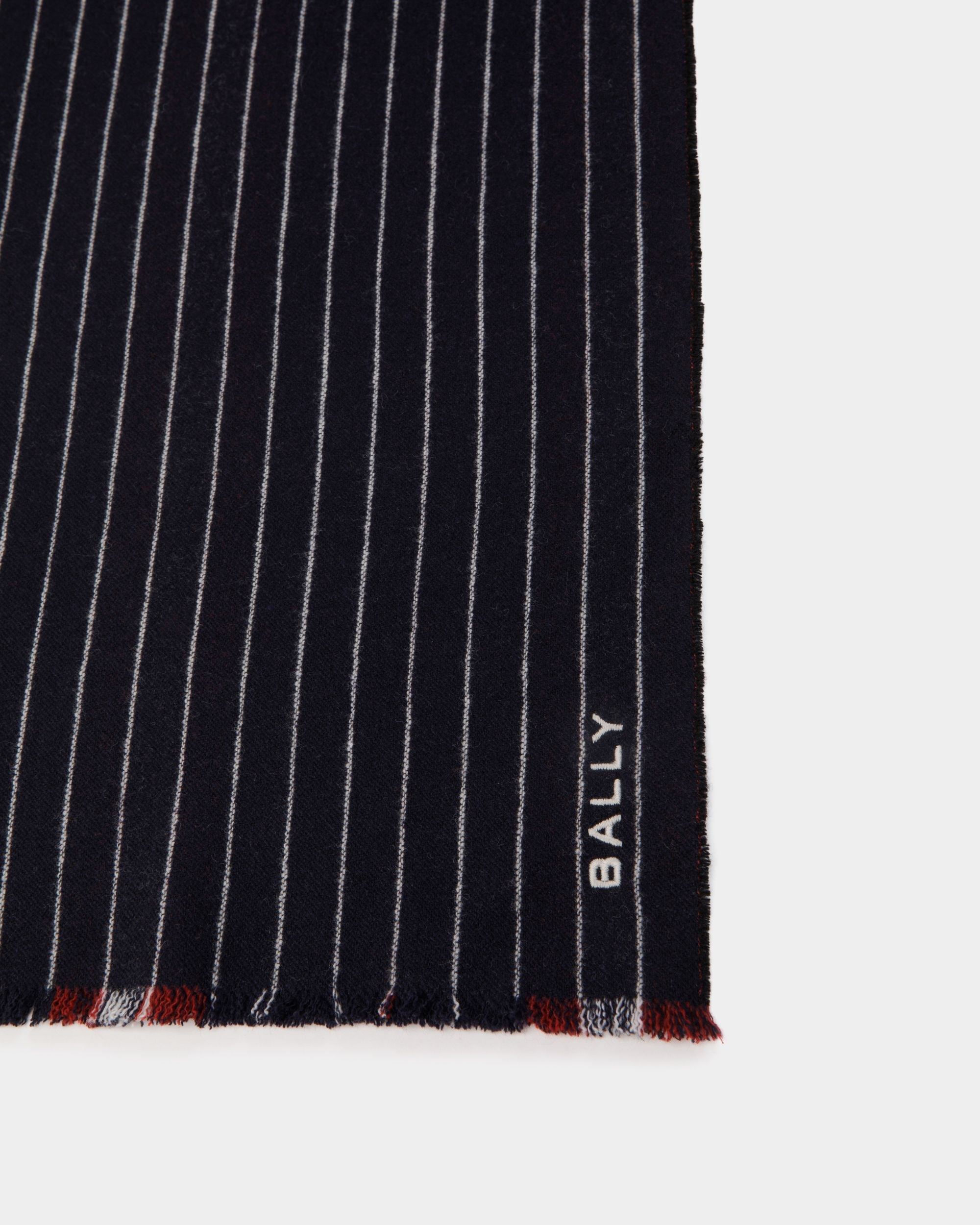 Bally Global - Scarf in Navy Blue Wool - Bleu