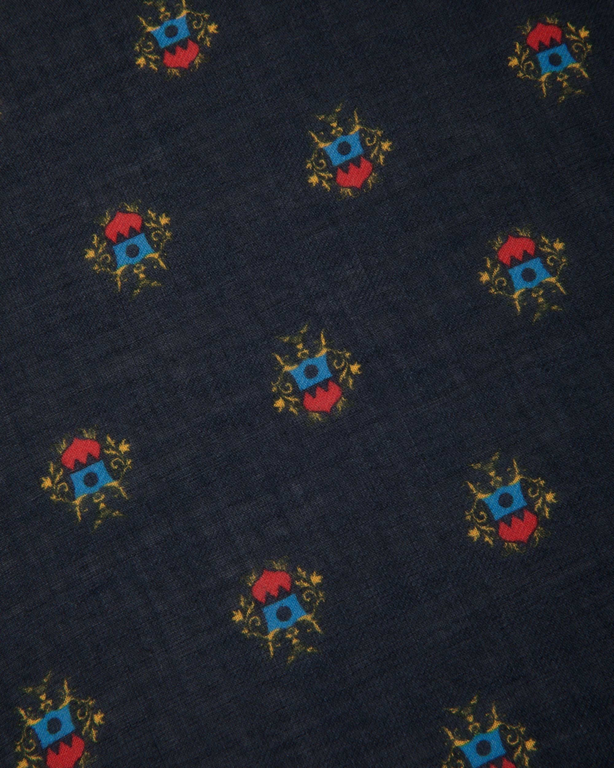 Bally Global - Scarf With an Allover Bally Crest Print in Navy Blue Modal And Cashmere - Blue