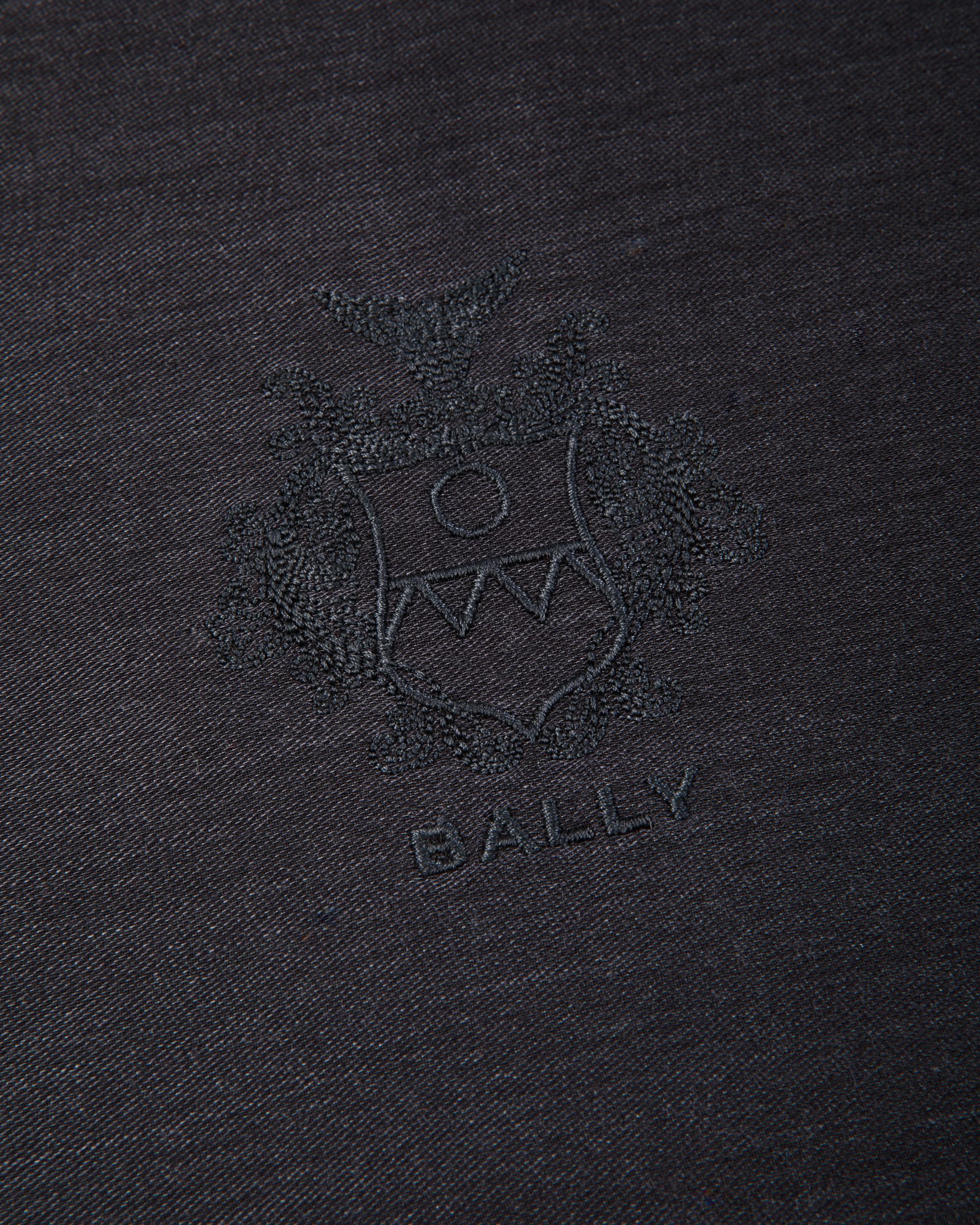 Bally Global - Scarf With a Bally Crest in Navy Blue Silk And Cashmere - Blue