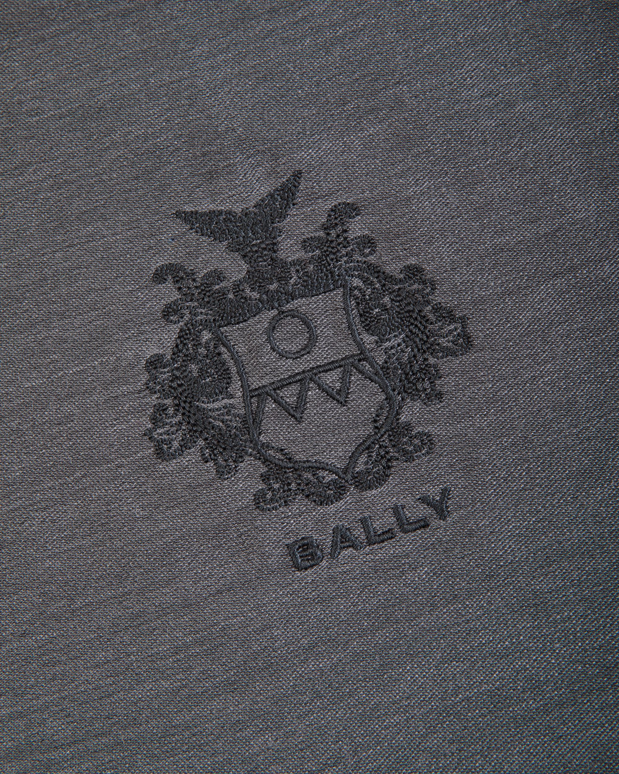 Bally Global - Scarf With a Bally Crest in Dark Grey Silk And Cashmere - Grey