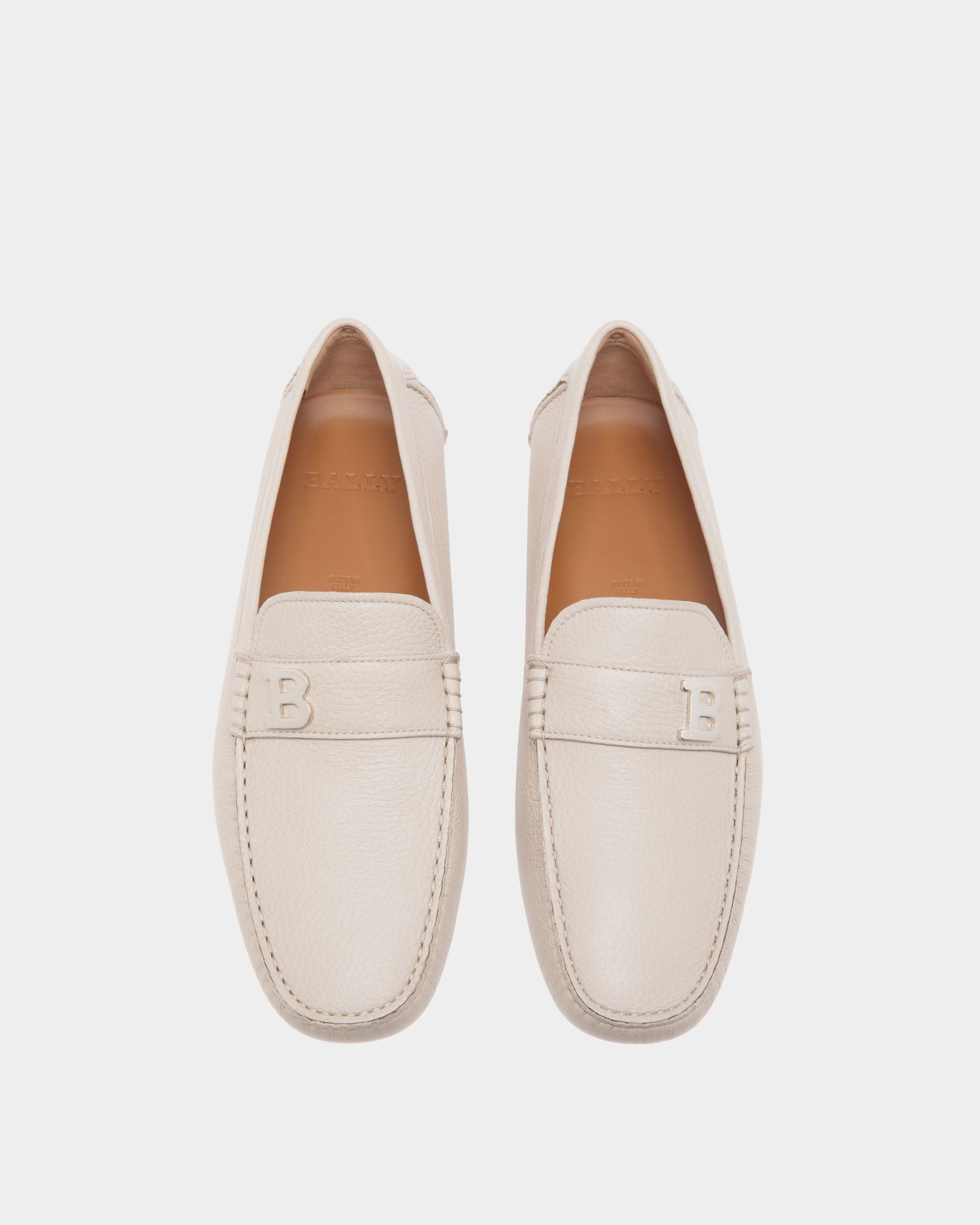 Bally Global - Zapato Driver De Piel Granulada Blanca - Beige