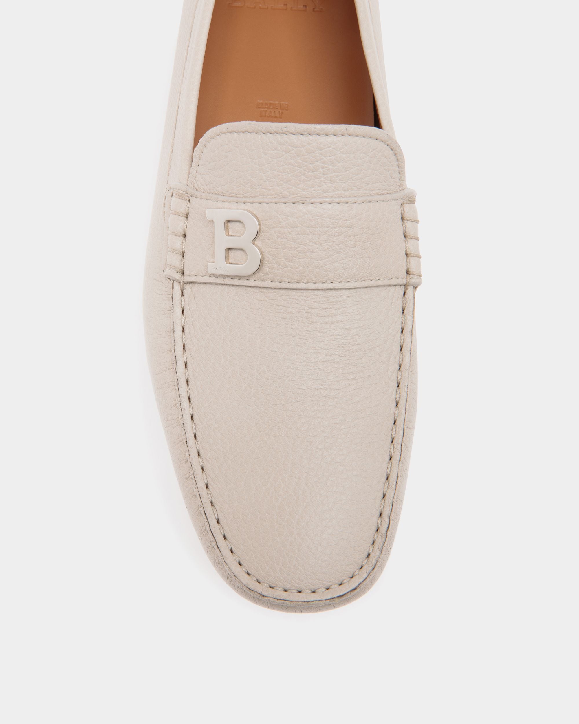 Bally Global - Zapato Driver De Piel Granulada Blanca - Beige