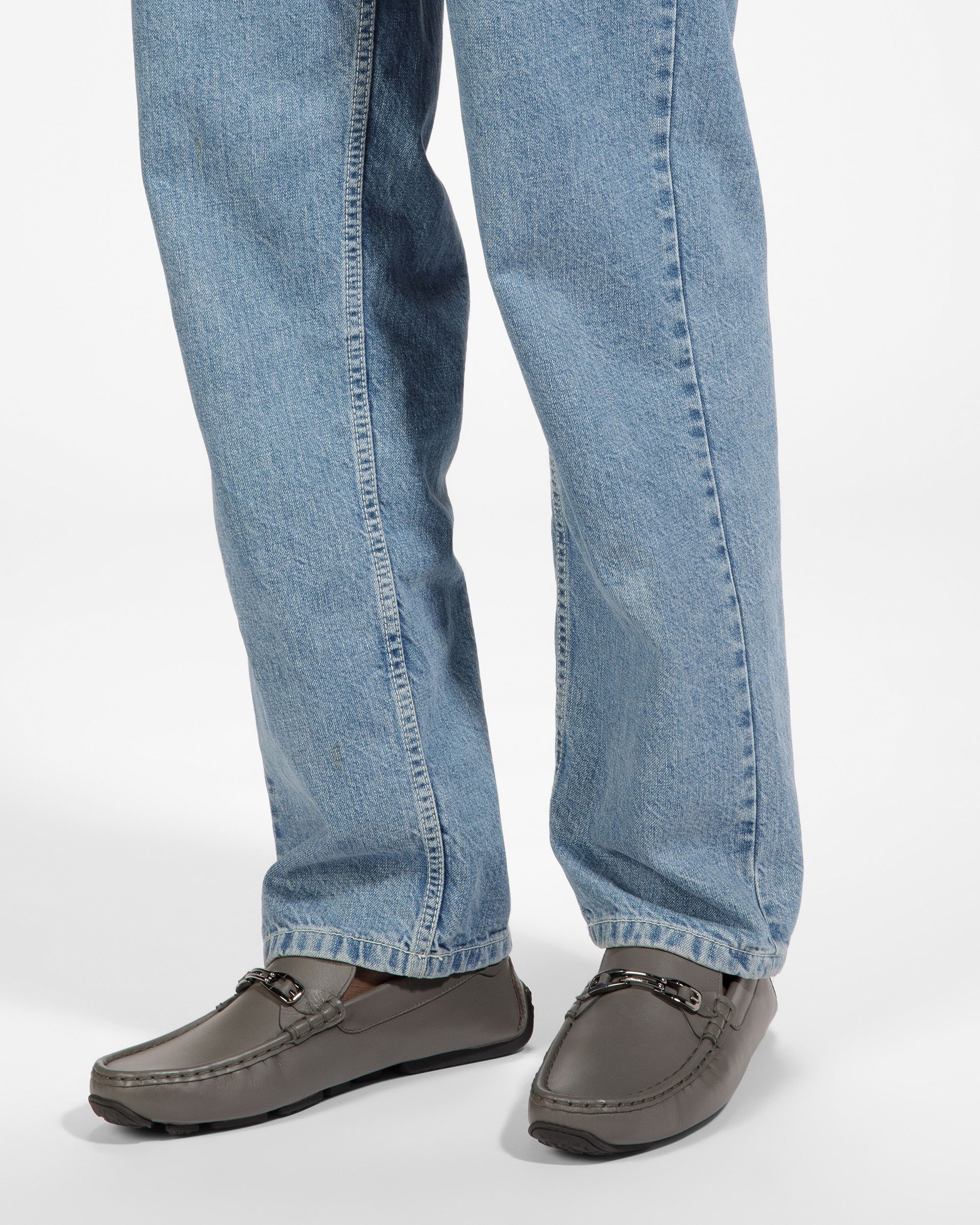 Bally Global - Pinter Leather Drivers In Dark Mineral - Grey