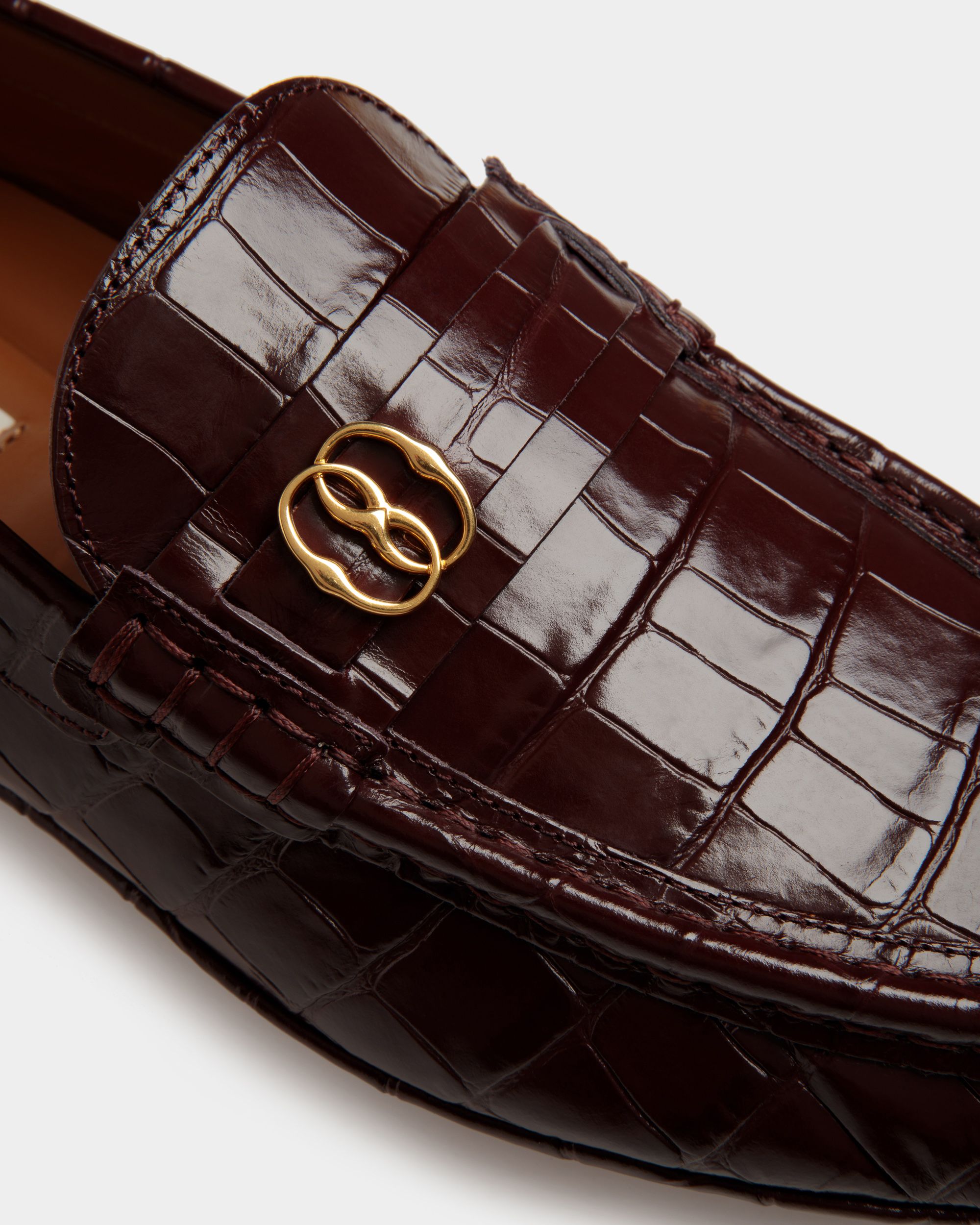 Bally Global - Zapatos Driver Kerbs De Piel Con Estampado De Cocodrilo Marrón - Marrón