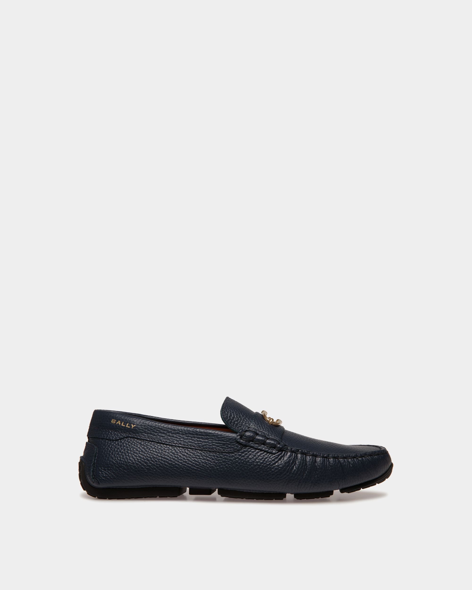Bally Global - Pilot Driver In Navy Blue Grained Leather - Blue