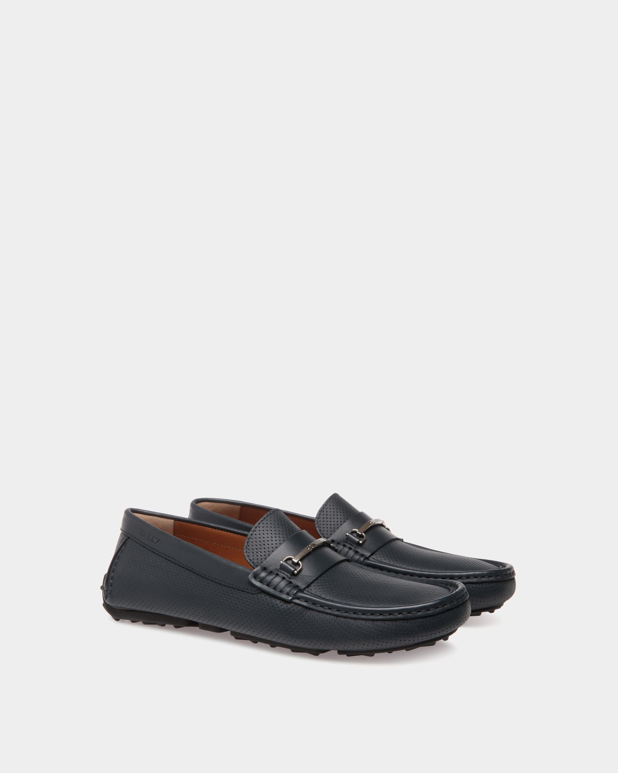 Bally Global - Driver in Blue Perforated Leather - Blue