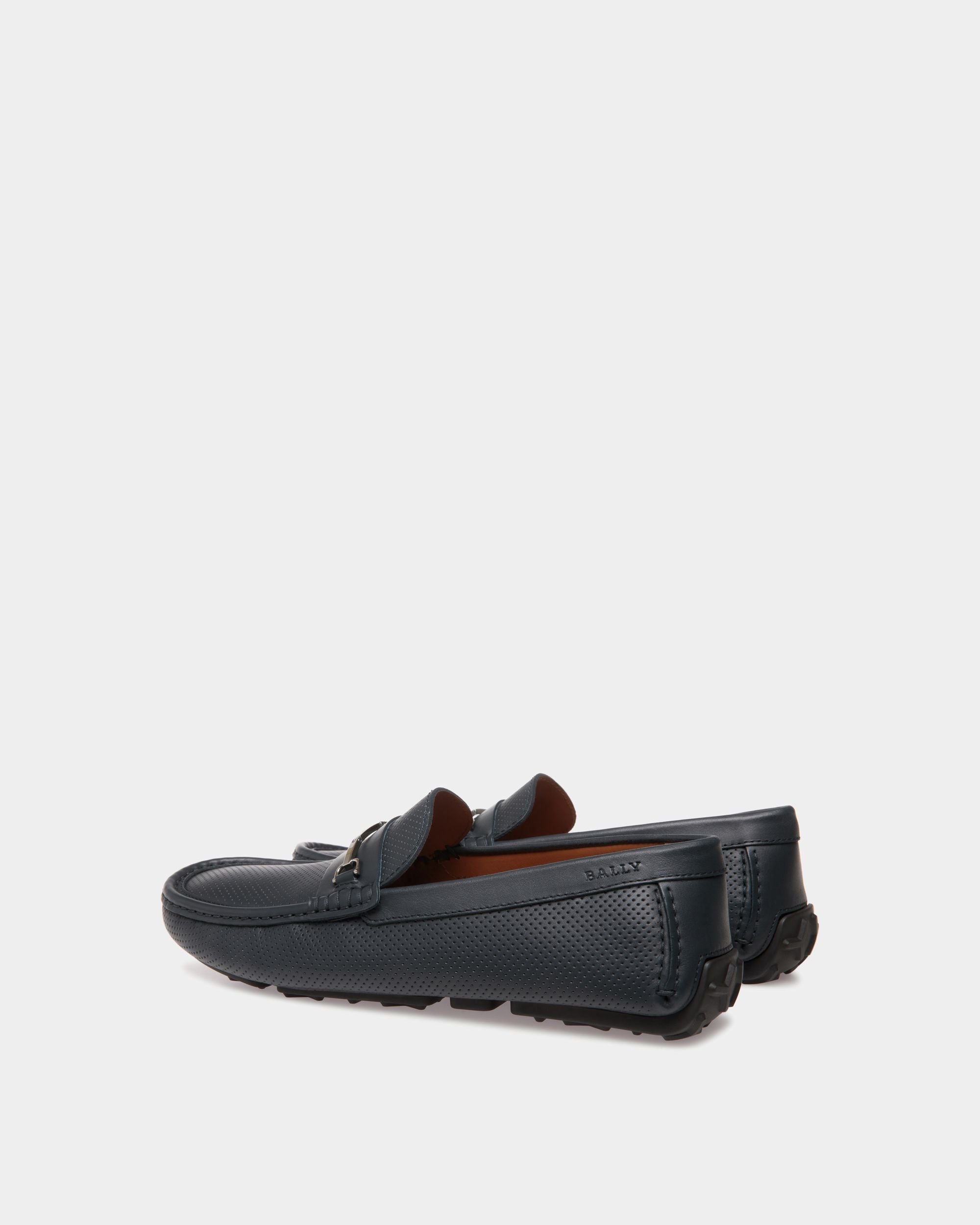 Bally Global - Driver in Blue Perforated Leather - Blue