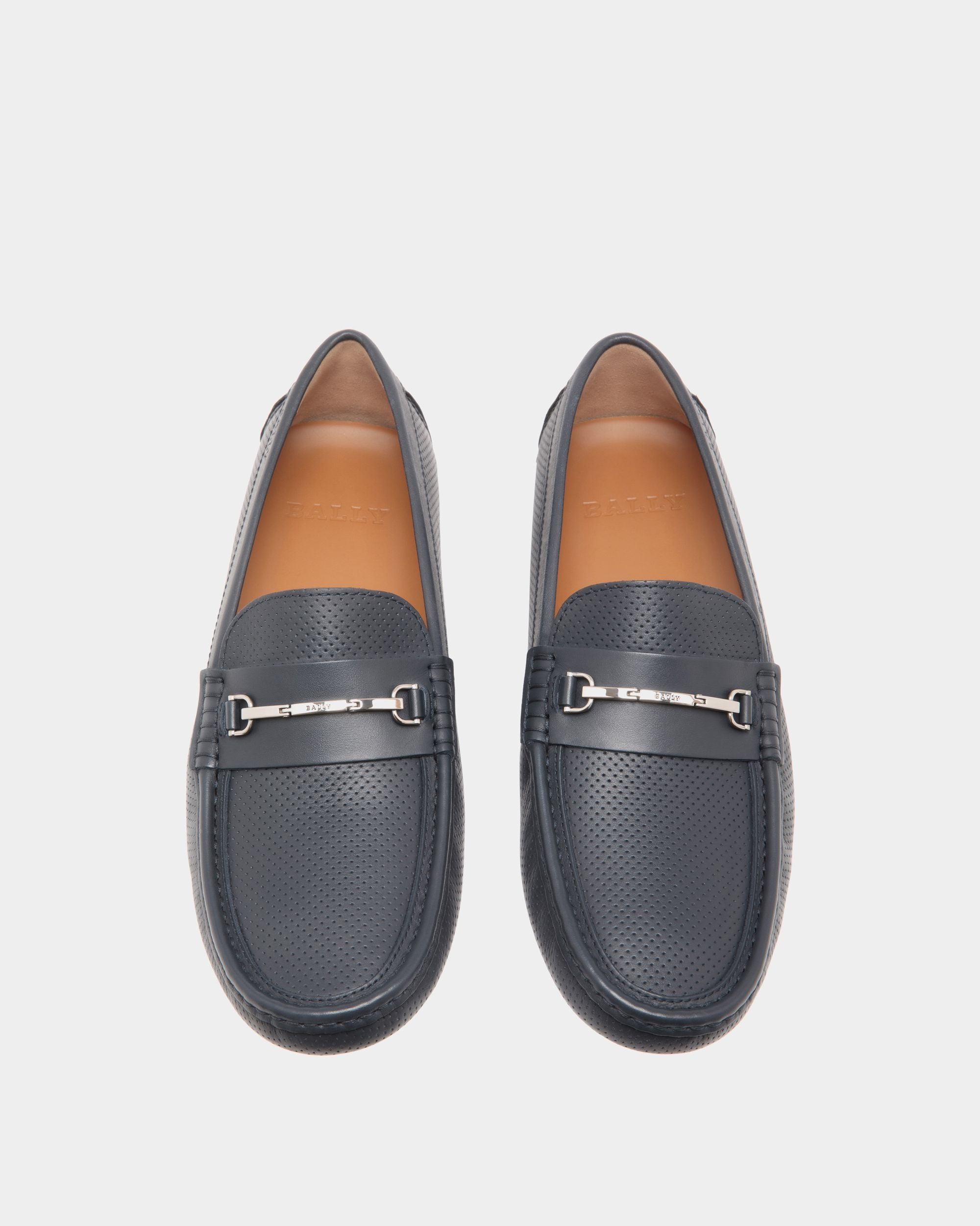 Bally Global - Driver in Blue Perforated Leather - Blue