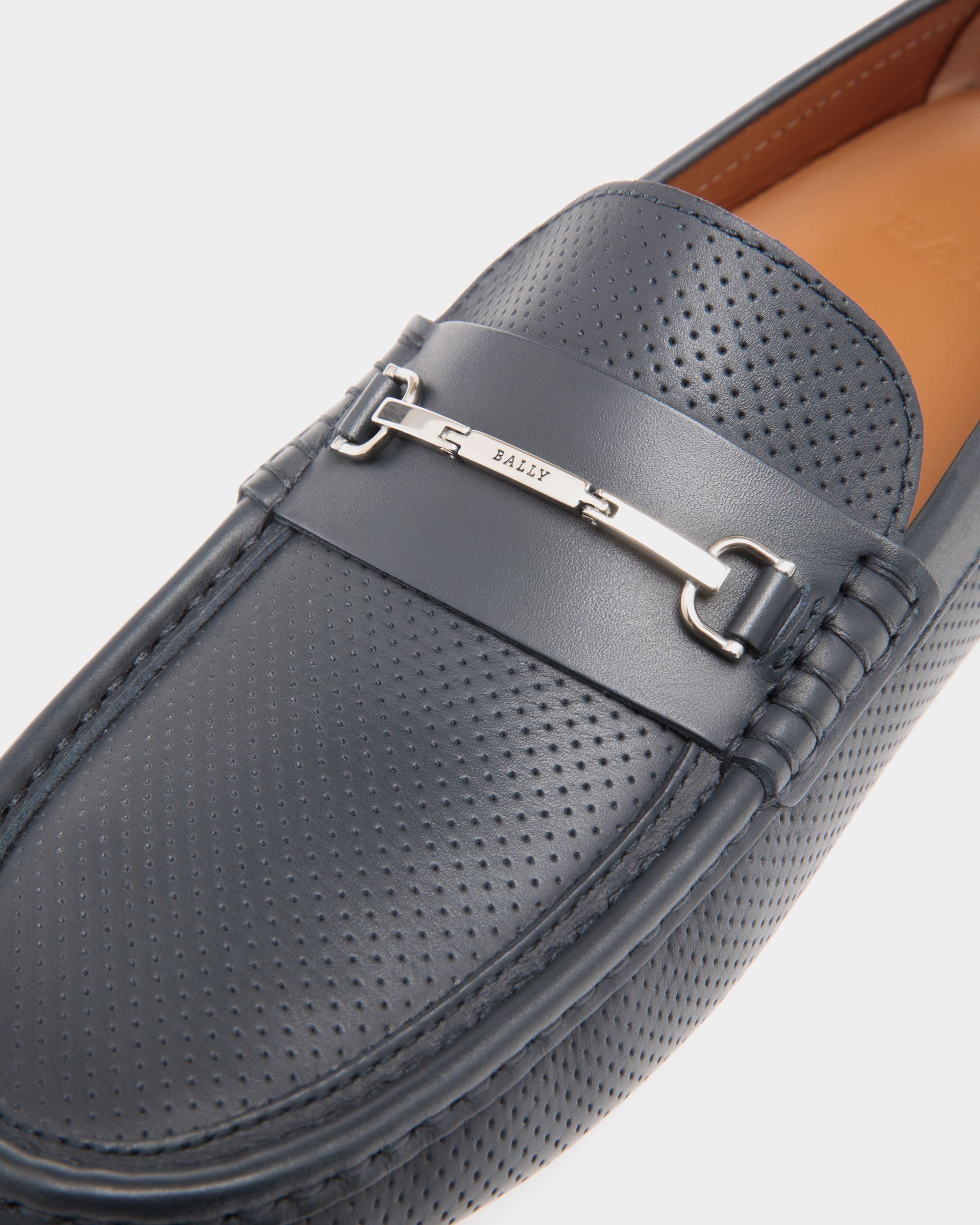 Bally Global - Driver in Blue Perforated Leather - Blue