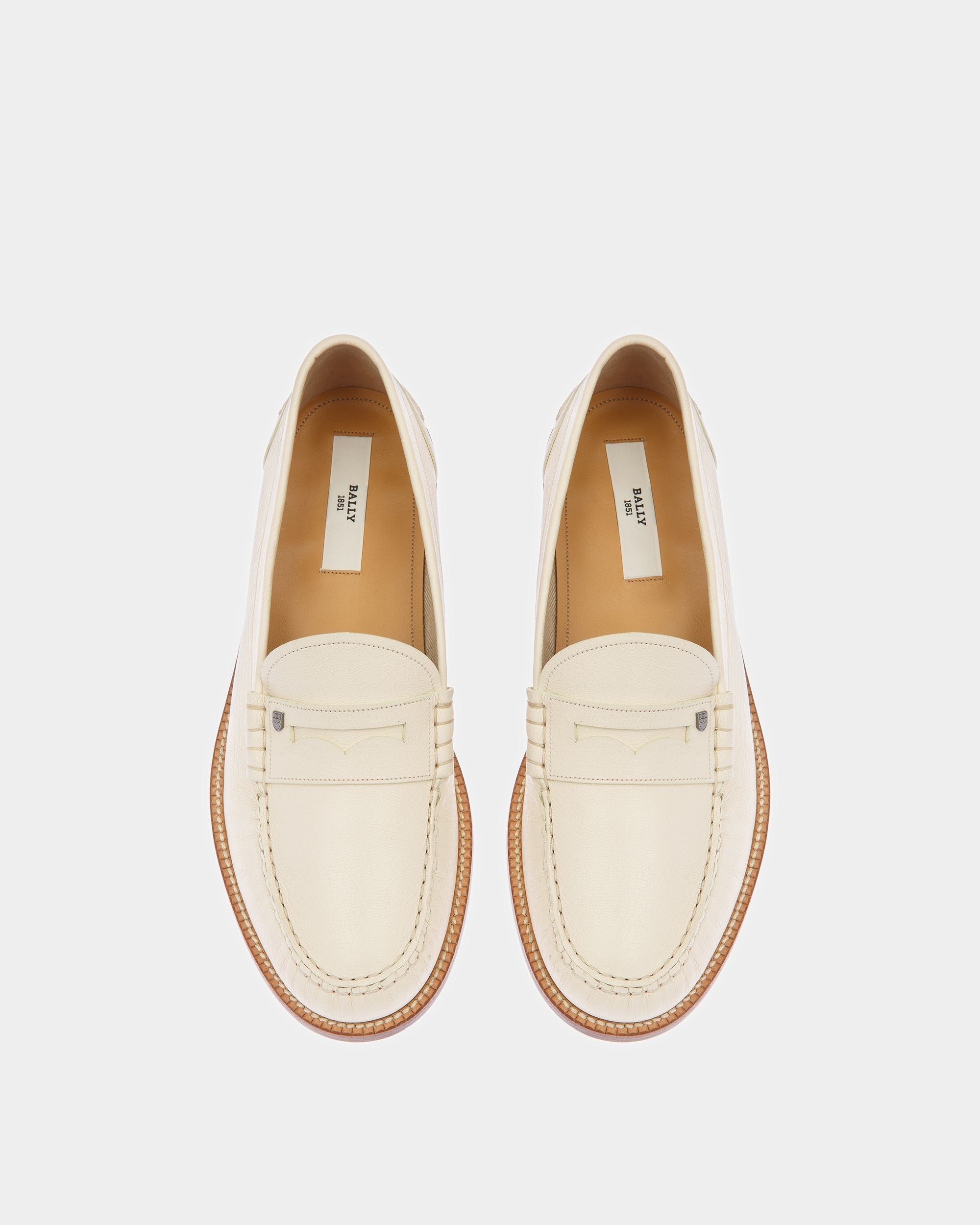 Bally Global - Ron Leather Moccasins In Bone - White