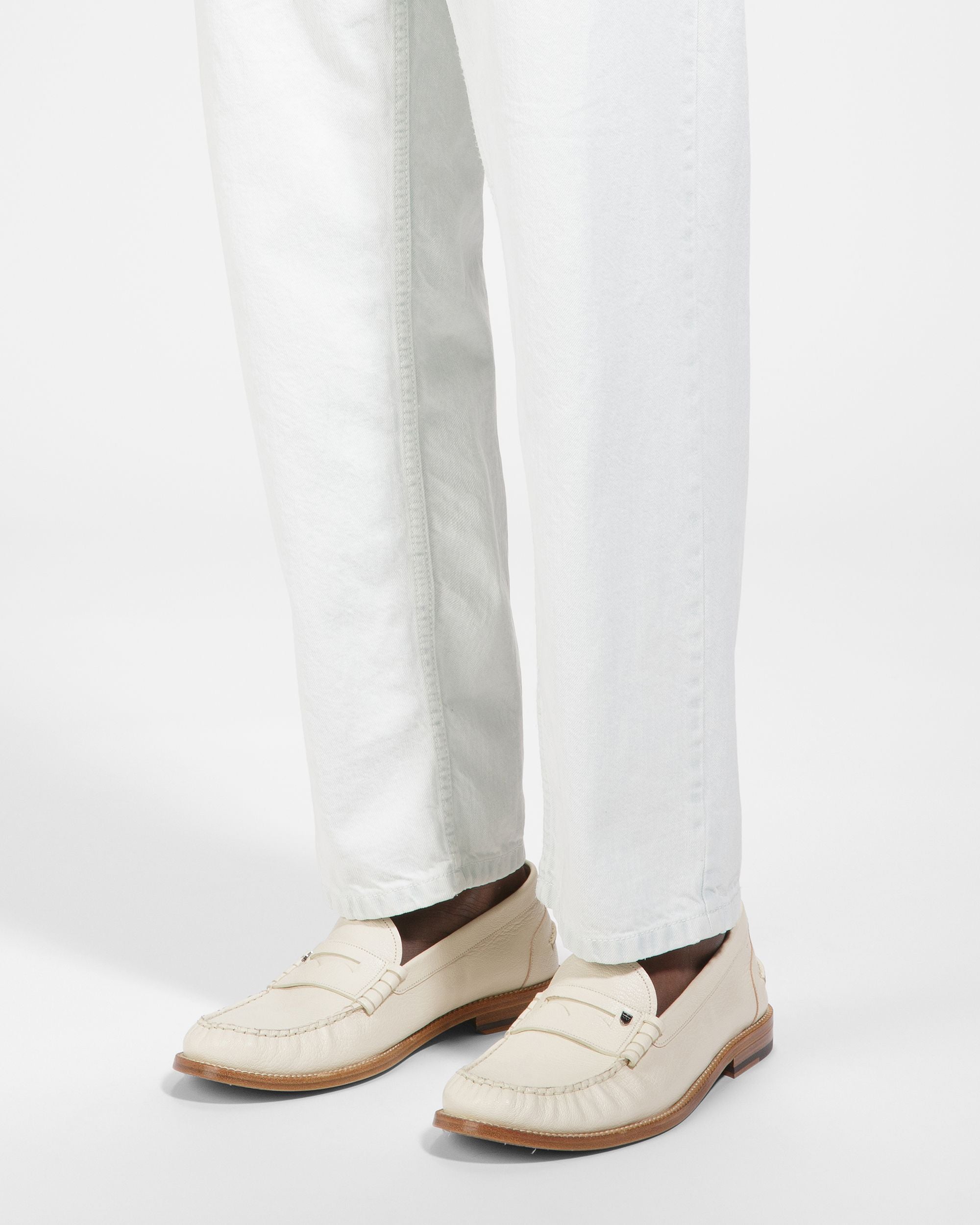 Bally Global - Ron Leather Moccasins In Bone - White