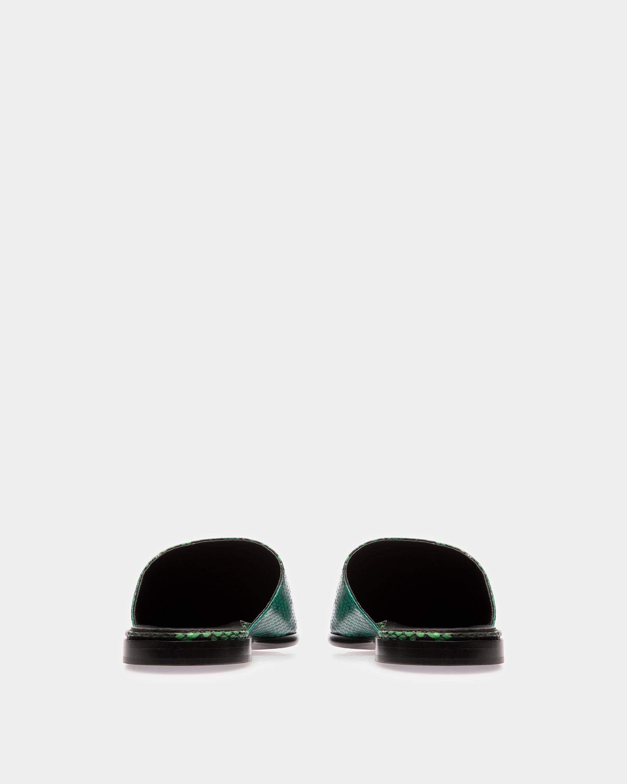 Bally Global - Slippers Gaiman Con Estampado De Pitón - Verde