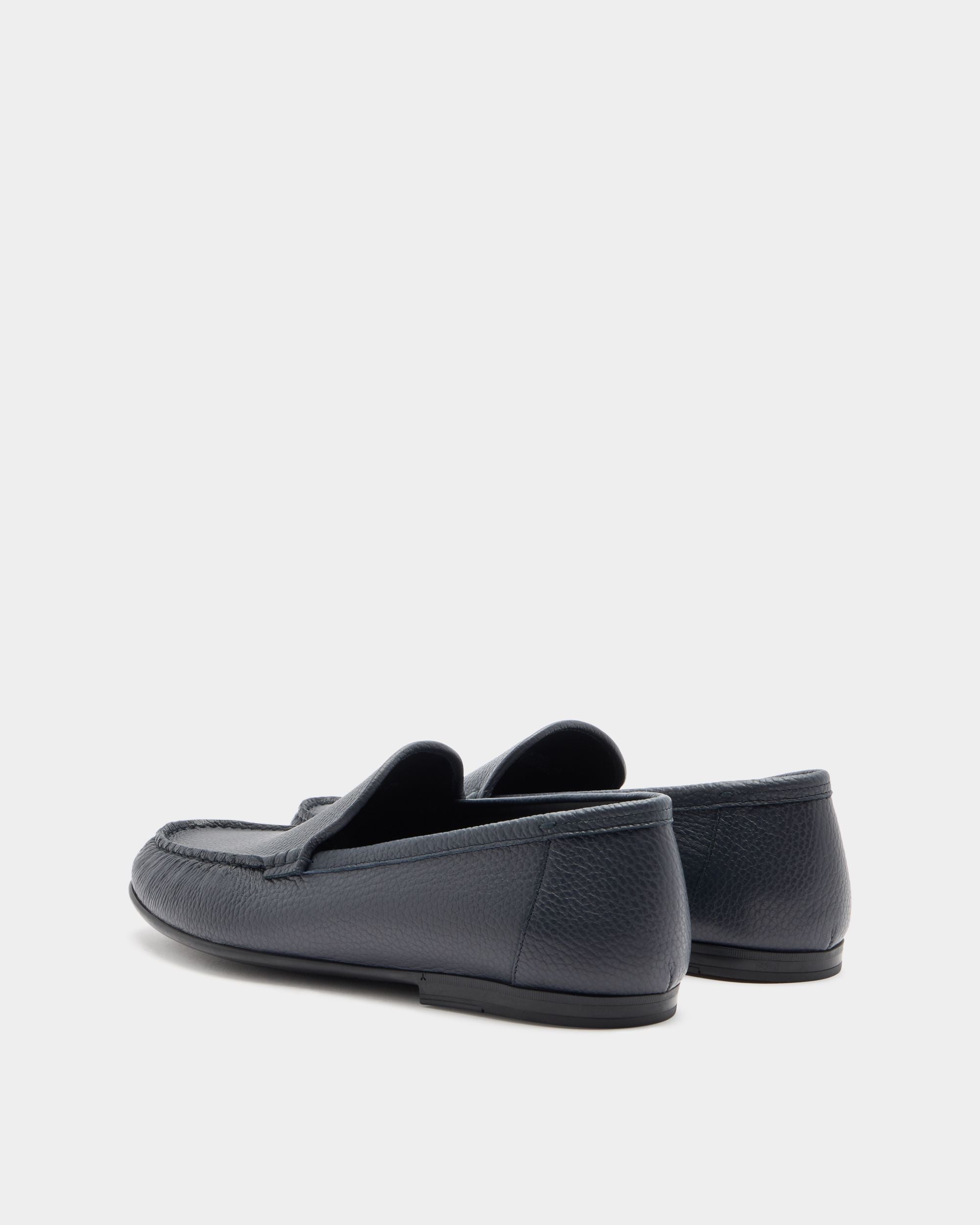 Bally Global - Axony Moccasin in Blue Grained Leather - Blue