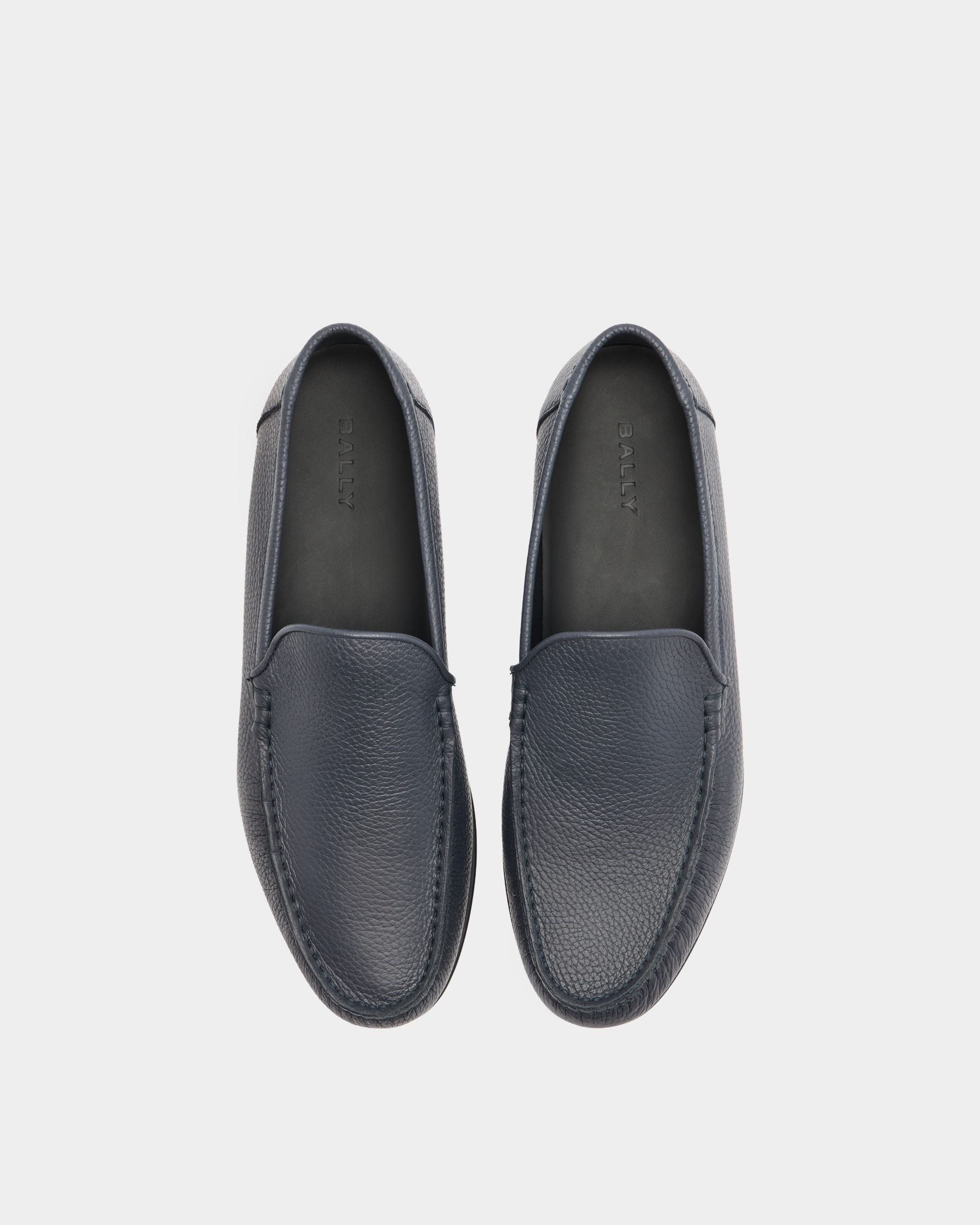 Bally Global - Axony Moccasin in Blue Grained Leather - Blue