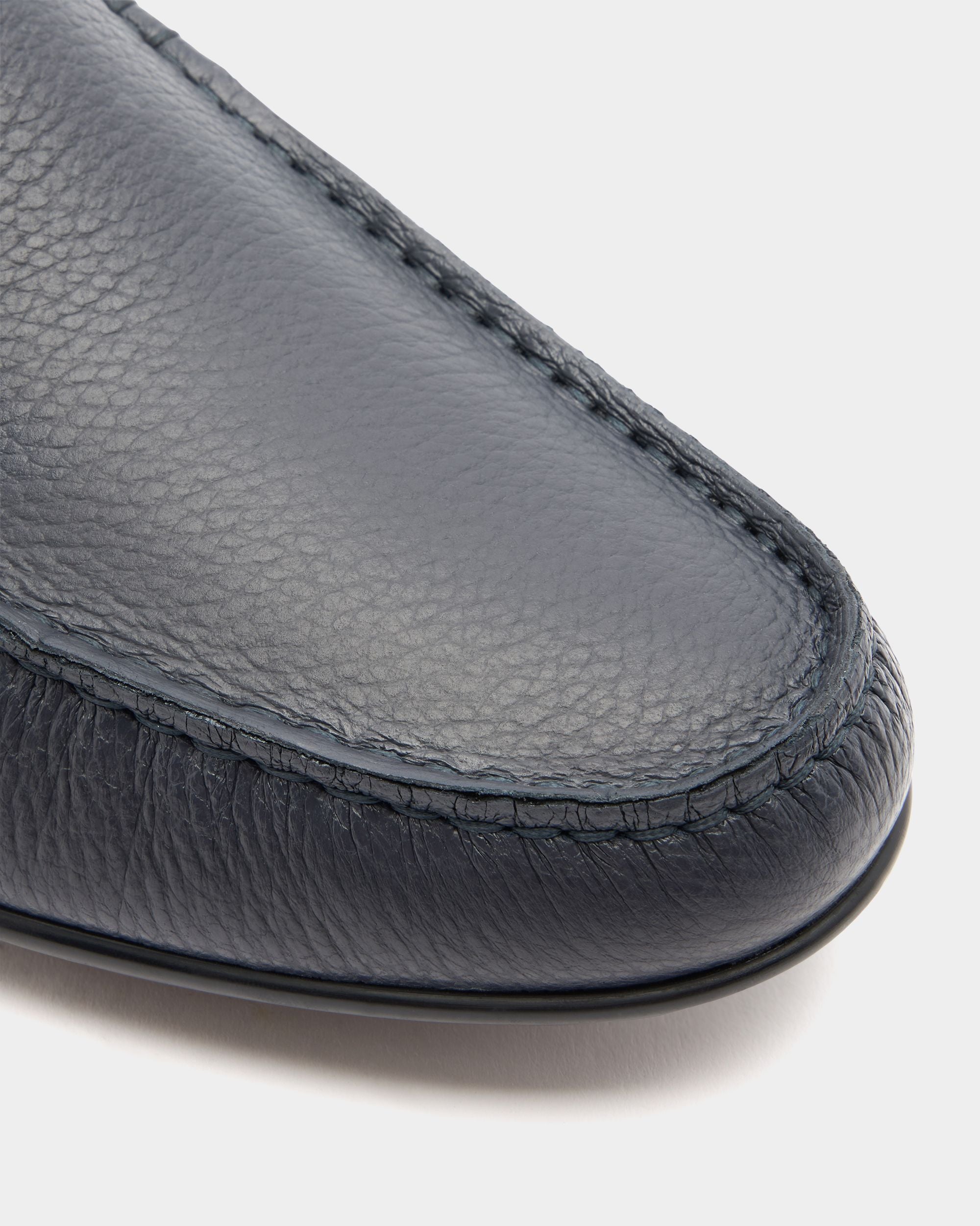 Bally Global - Axony Moccasin in Blue Grained Leather - Blue