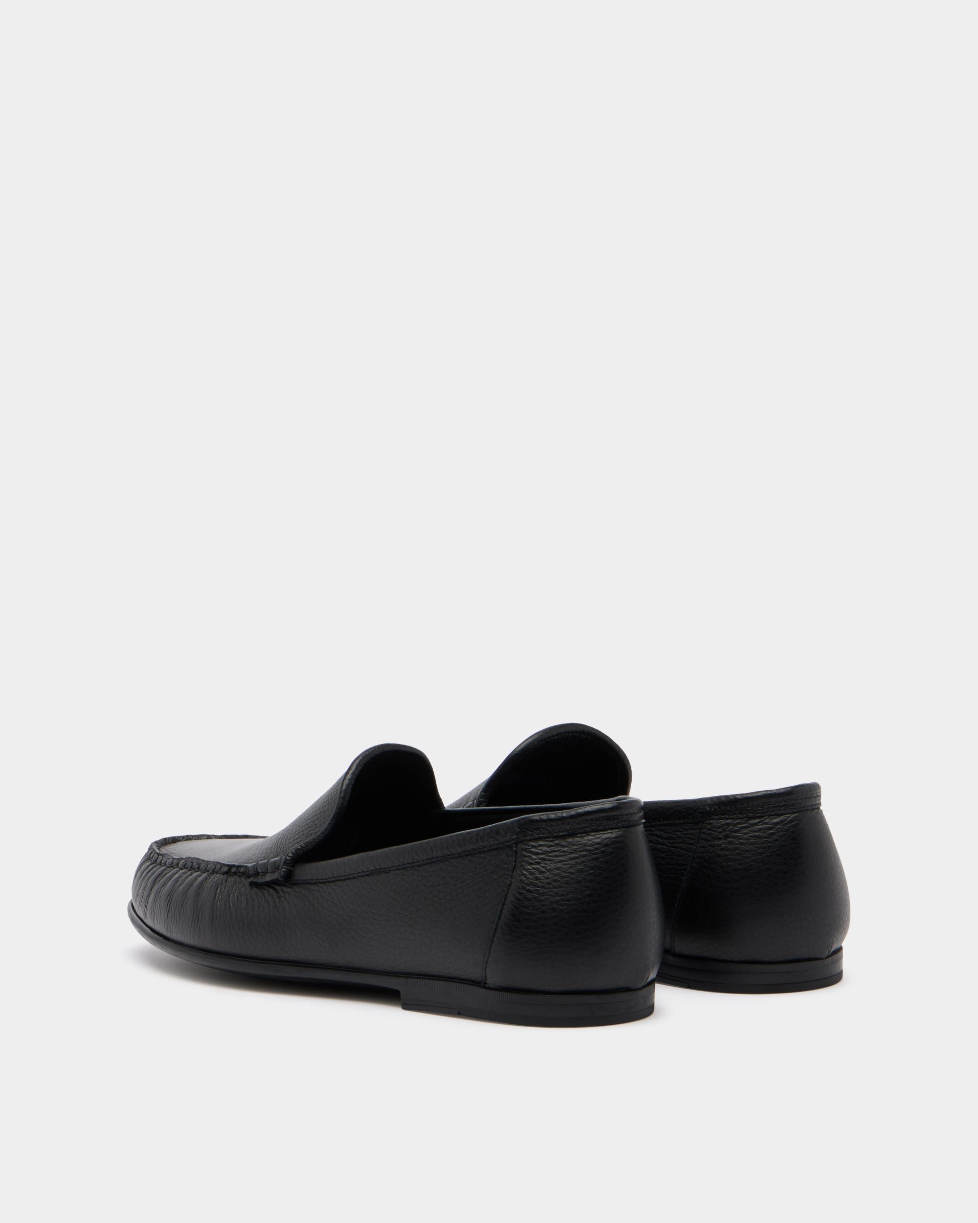 Bally Global - Axony Moccasin in Black Grained Leather - Black