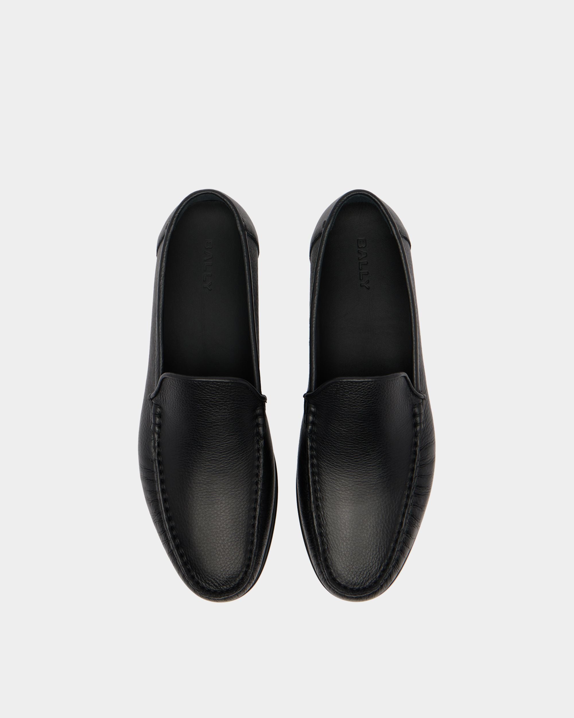 Bally Global - Axony Moccasin in Black Grained Leather - Black
