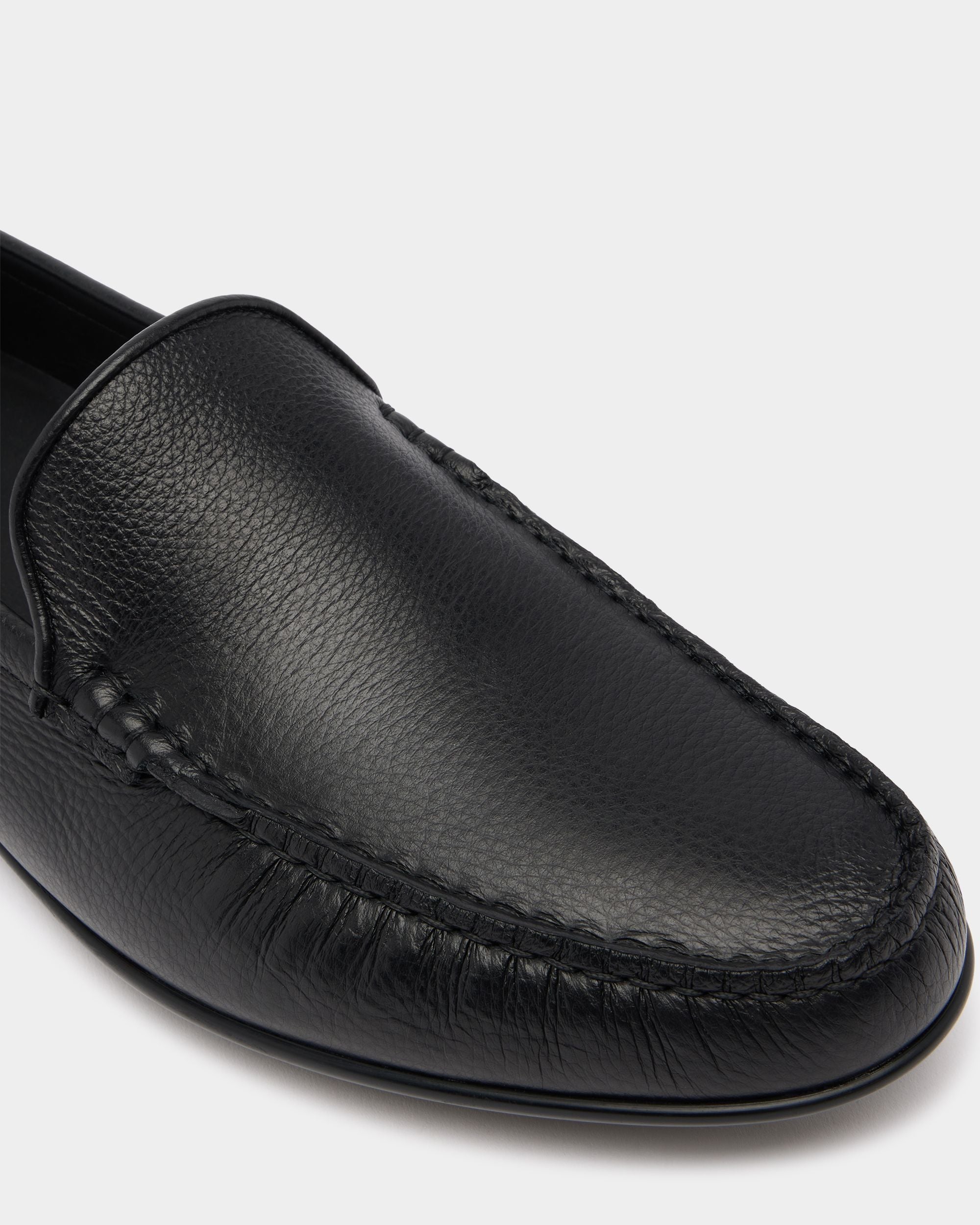 Bally Global - Axony Moccasin in Black Grained Leather - Black