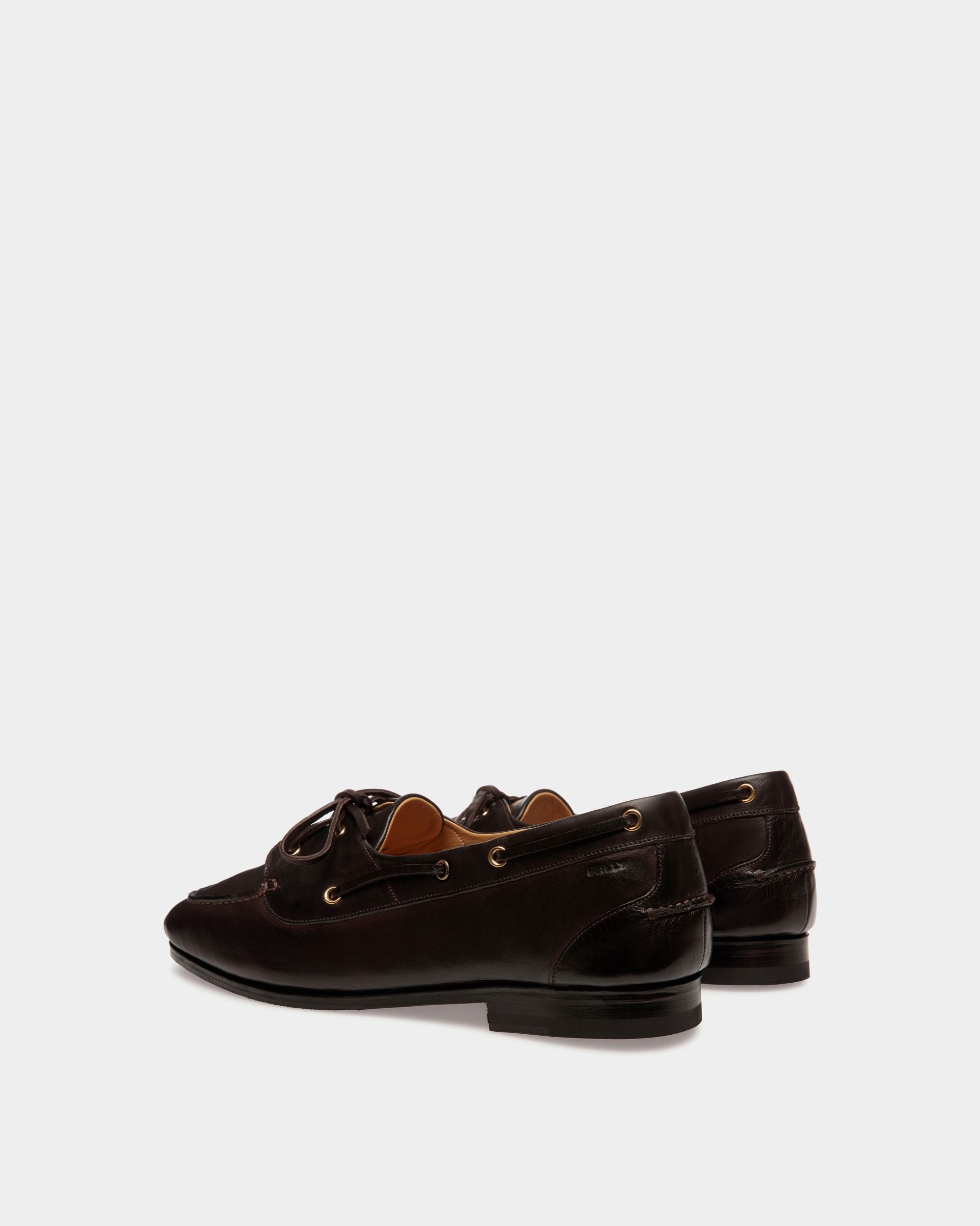 Bally Global - Mocassin Plume En Cuir Marron Foncé - Marron
