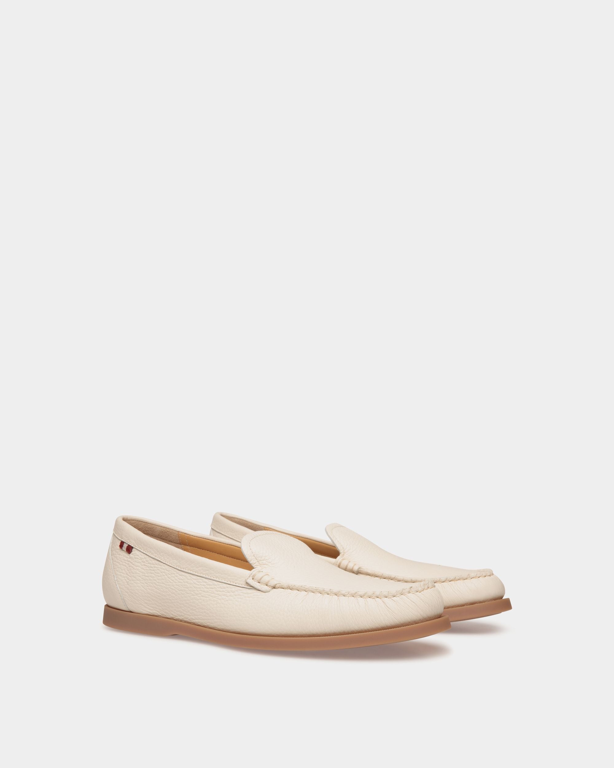 Bally Global - Mocassin Nelson En Cuir De Cerf Ivoire - Blanc