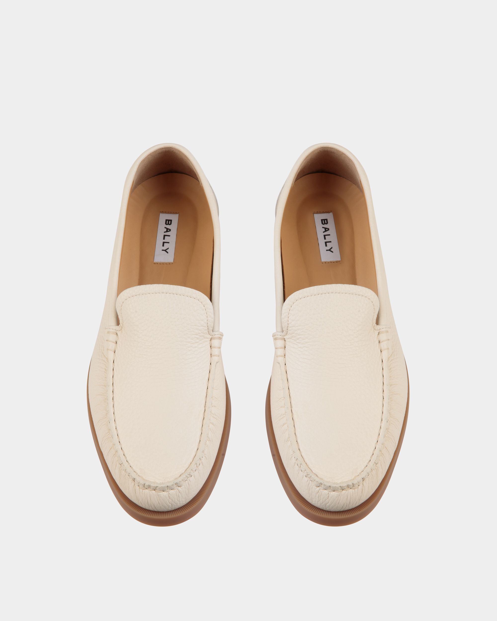 Bally Global - Mocassin Nelson En Cuir De Cerf Ivoire - Blanc