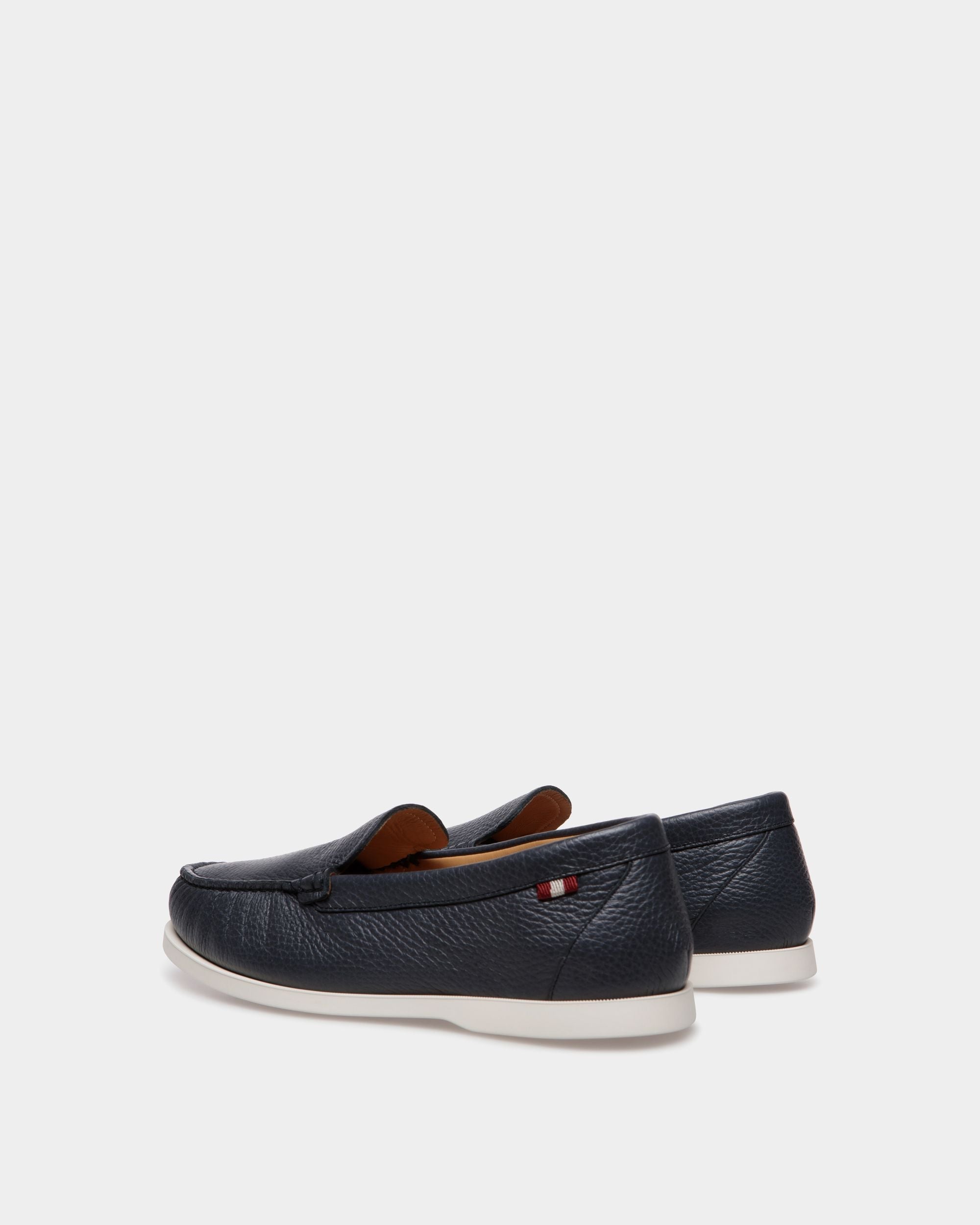 Bally Global - Nelson Loafer In Navy Blue Deer Leather - Azul