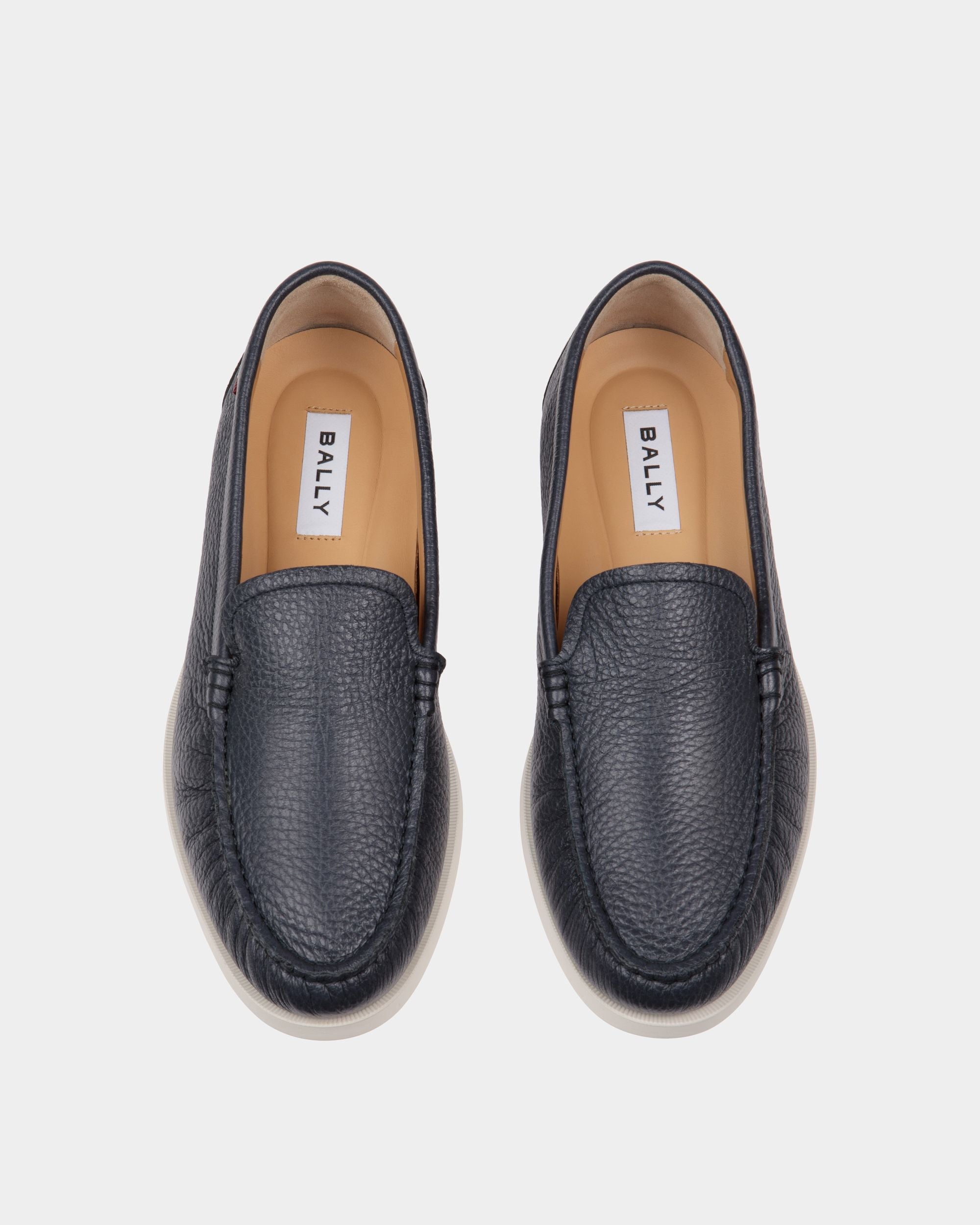 Bally Global - Nelson Loafer In Navy Blue Deer Leather - Azul
