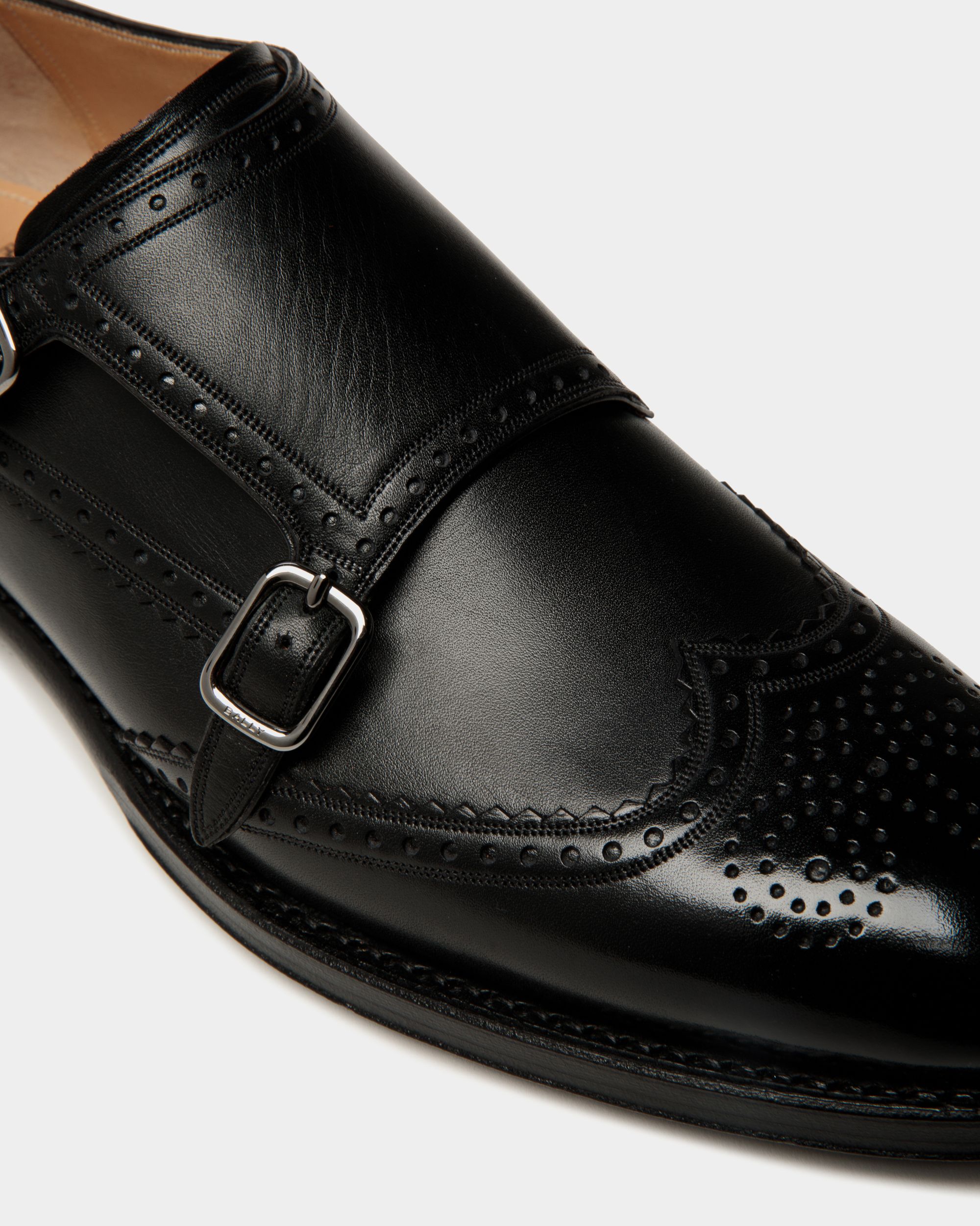 Bally Global - Scribe Un Monk Strap In Black Leather - Black