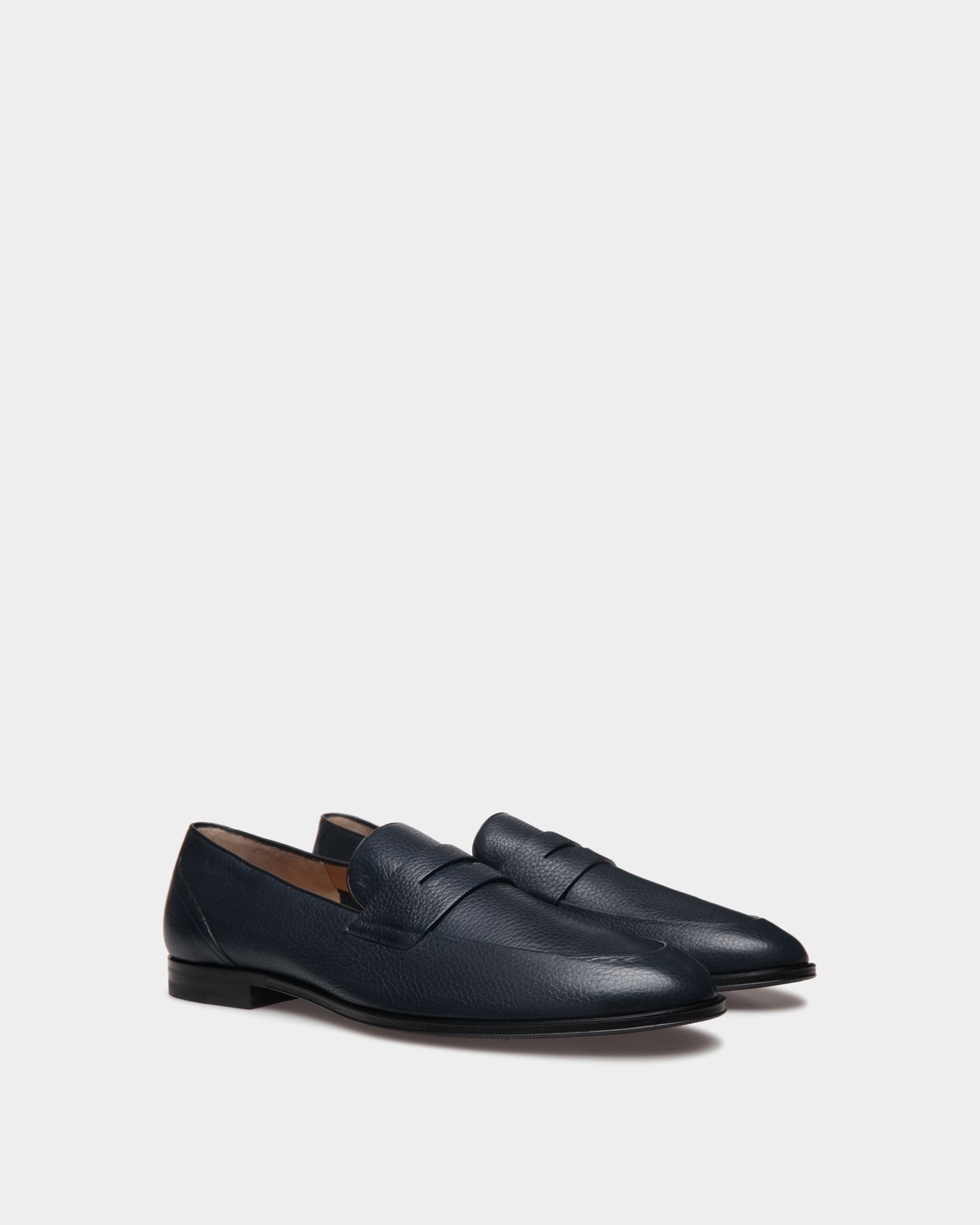 Bally Global - Westminster Loafer in Navy Blue Deer Leather - Blue