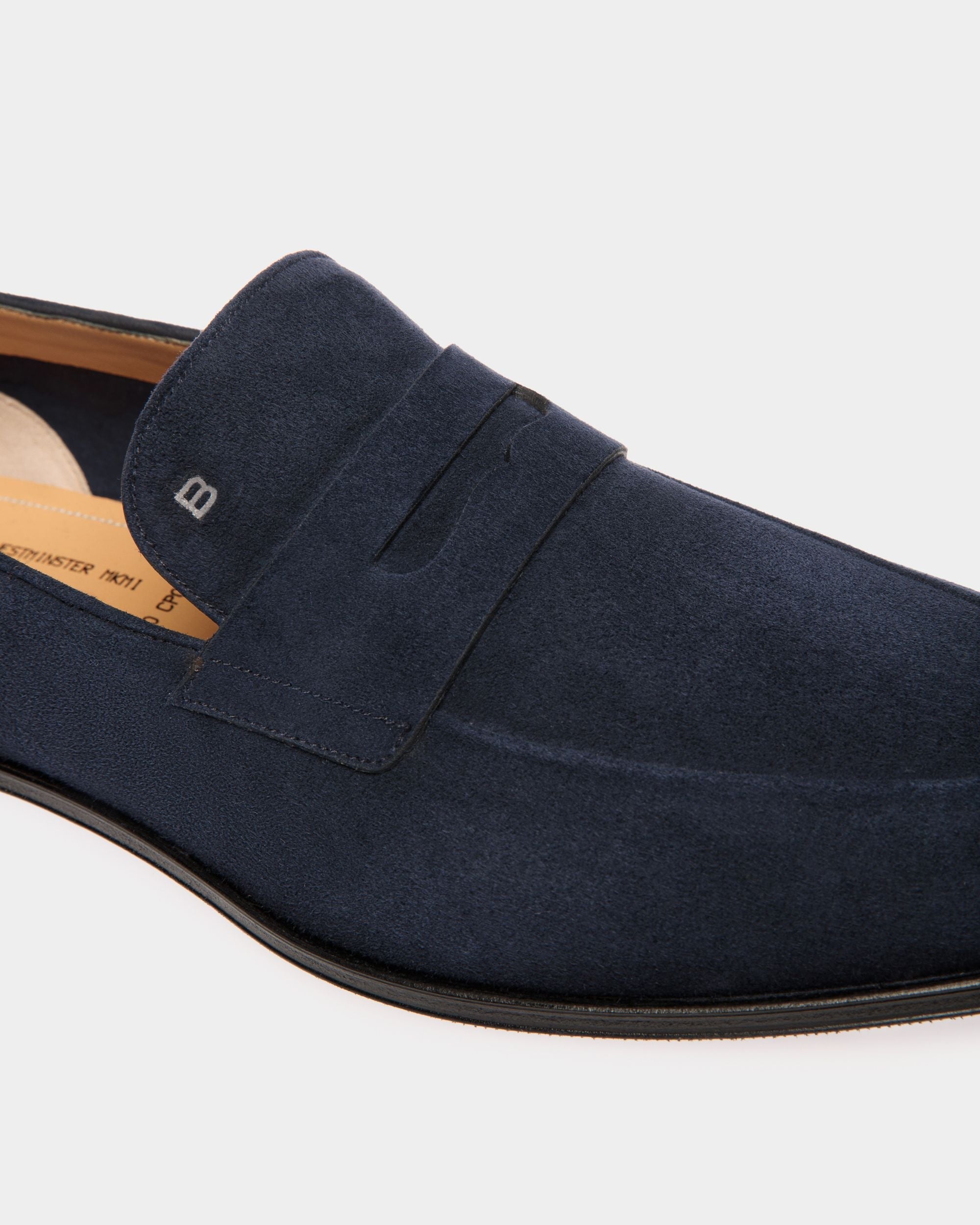 Bally Global - Westminster Loafer In Navy Blue Suede Leather - Blue