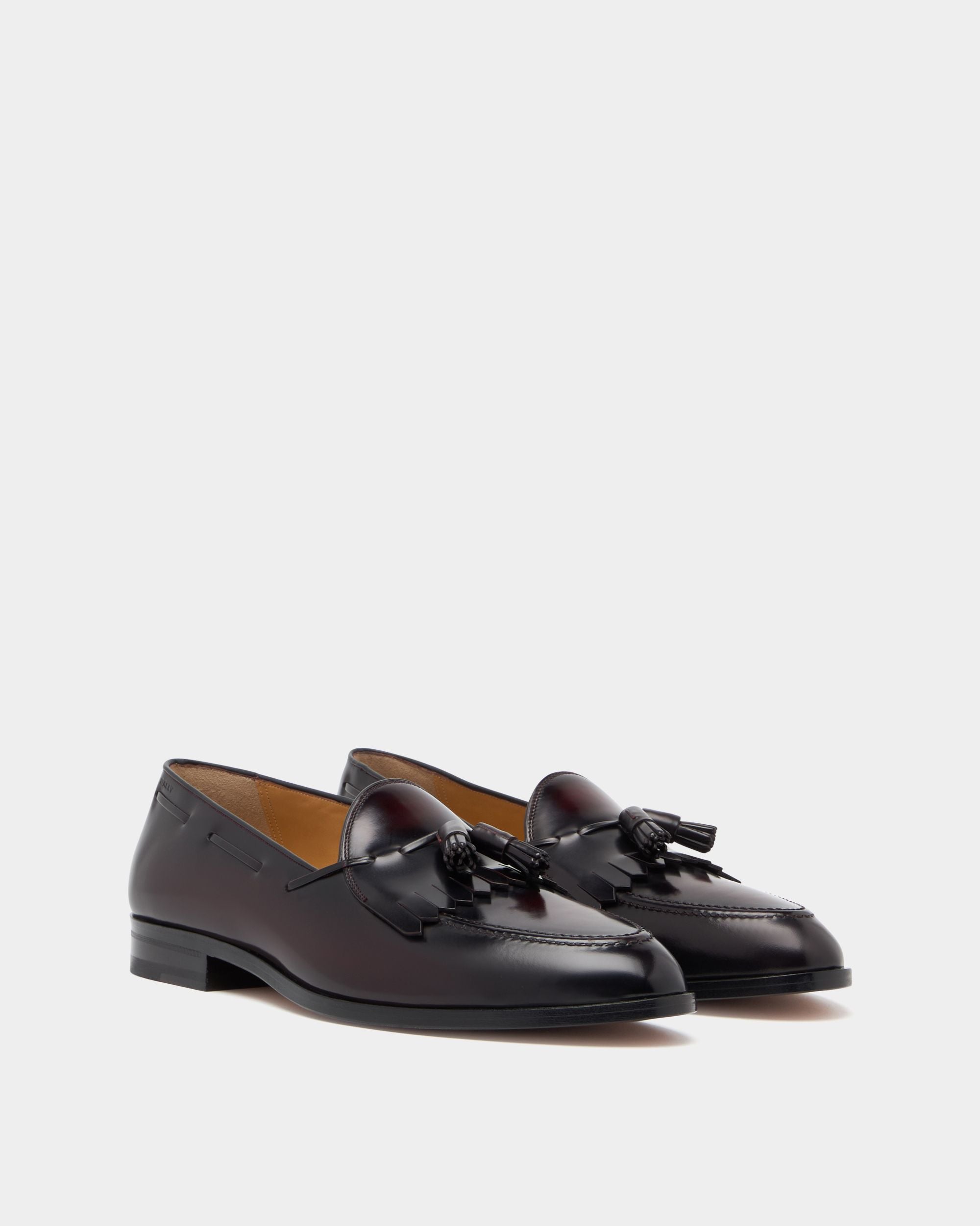 Bally Global - Elite Loafer in Andorra and Black Leather - Burgundy