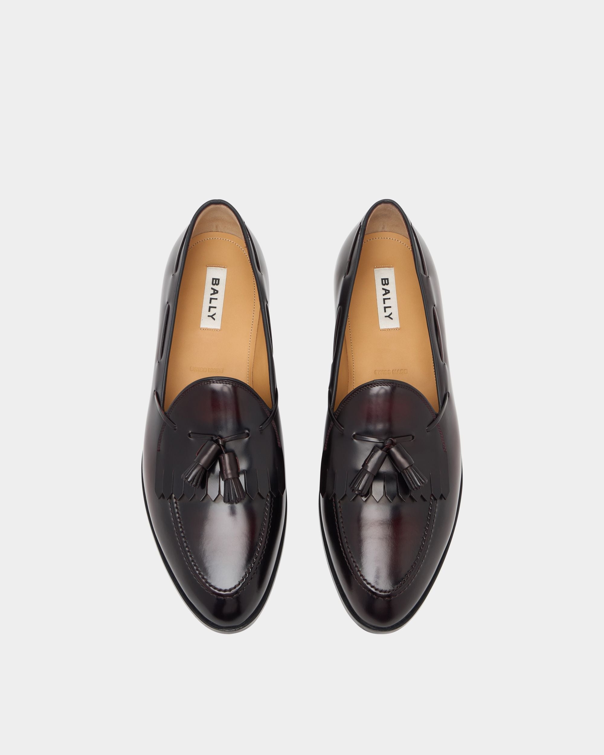 Bally Global - Elite Loafer in Andorra and Black Leather - Burgundy