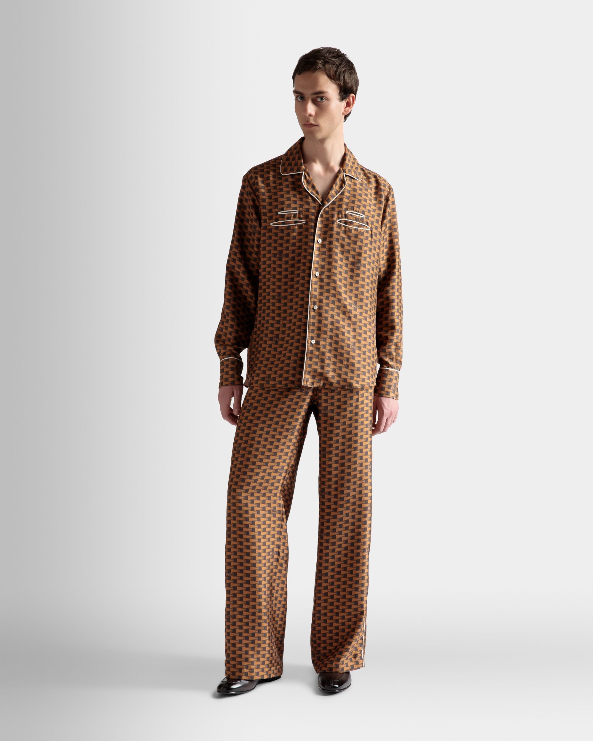 Bally Global - Pennant Print Shirt In Brown Silk - Brown