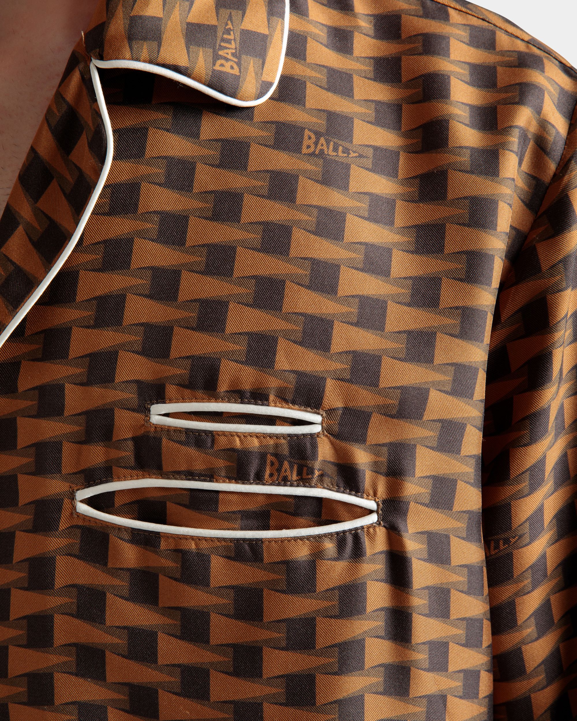 Bally Global - Pennant Print Shirt In Brown Silk - Brown