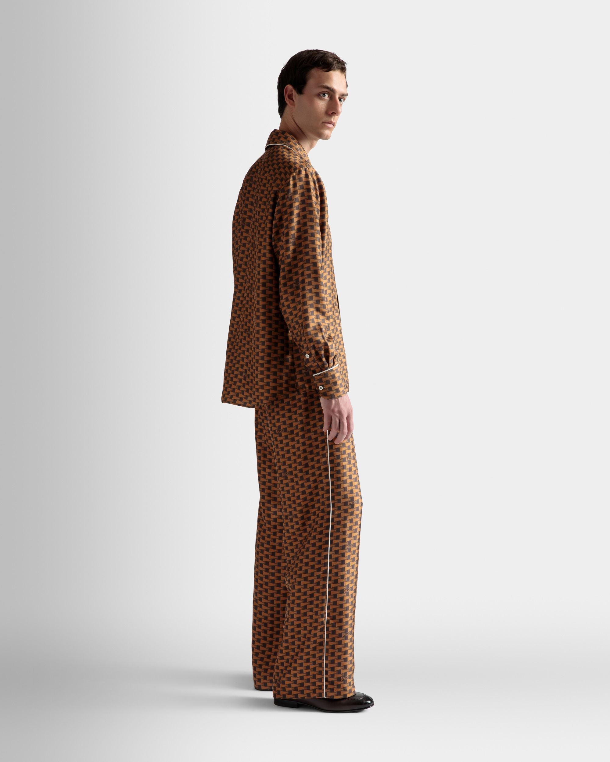 Bally Global - Pennant Print Shirt In Brown Silk - Brown