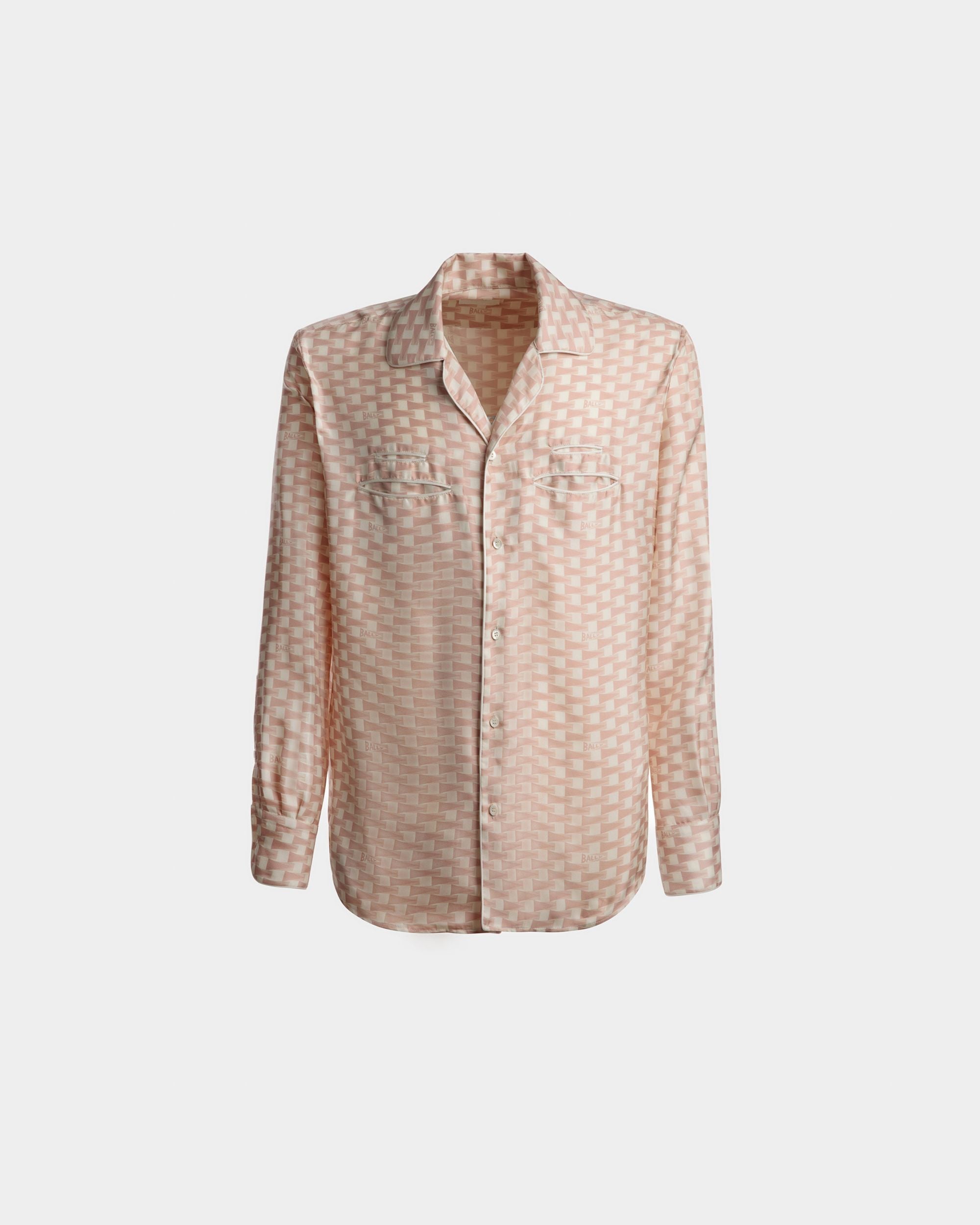 Bally Global - Pennant Print Shirt In Dusty Petal Silk - Pink