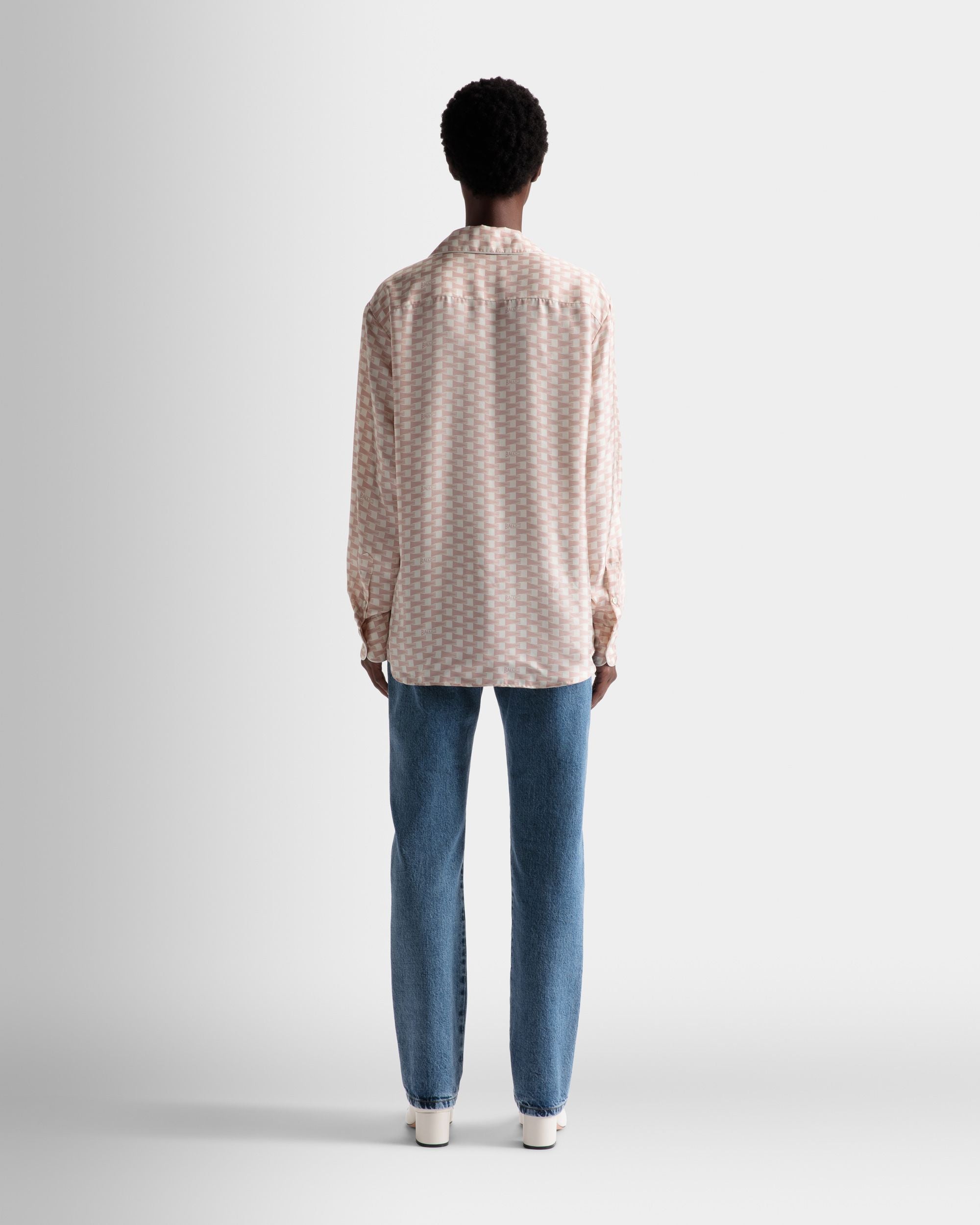 Bally Global - Pennant Print Shirt In Dusty Petal Silk - Pink