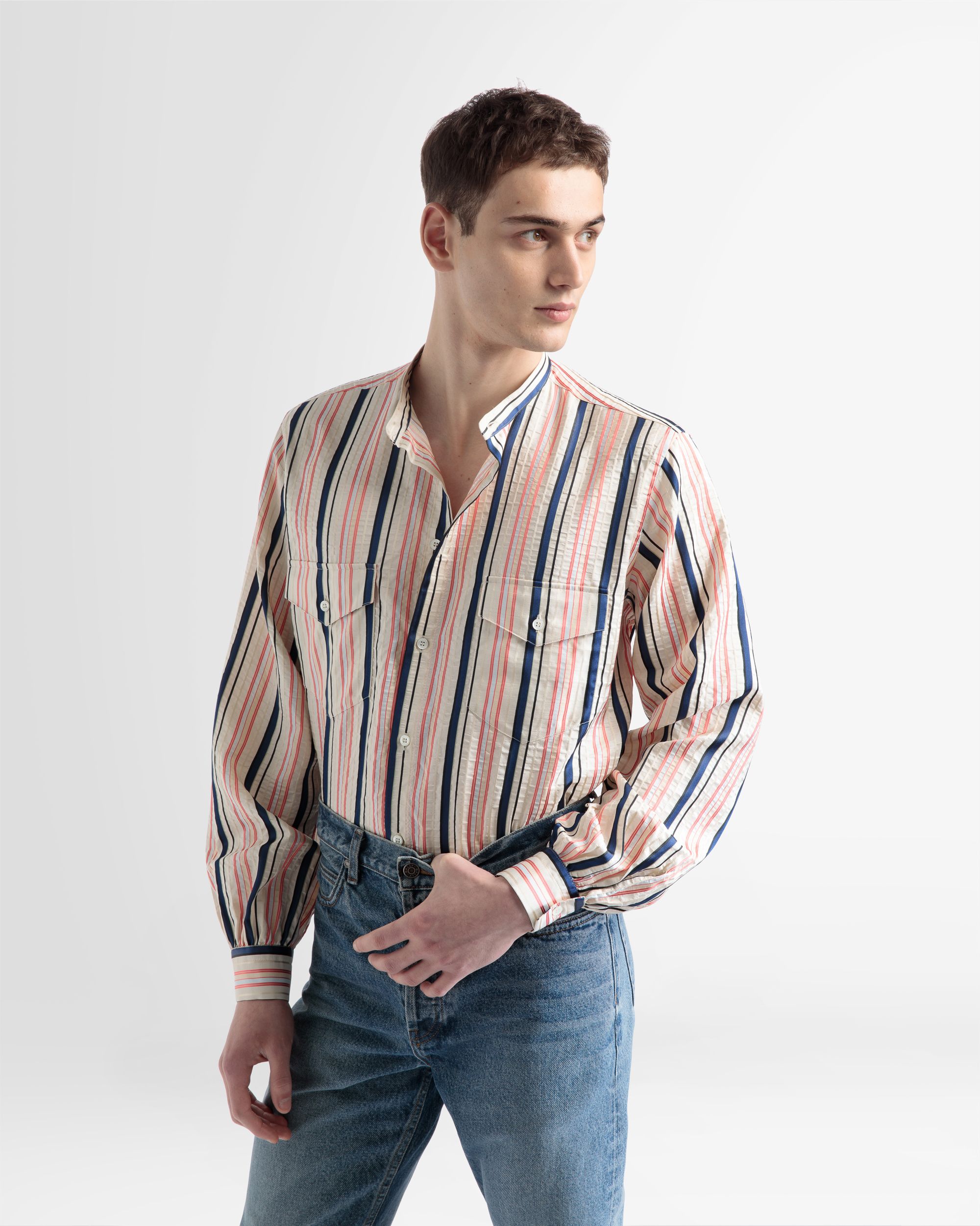 Bally Global - Blouson Sleeve Shirt In Multicolour Silk - Multicolor