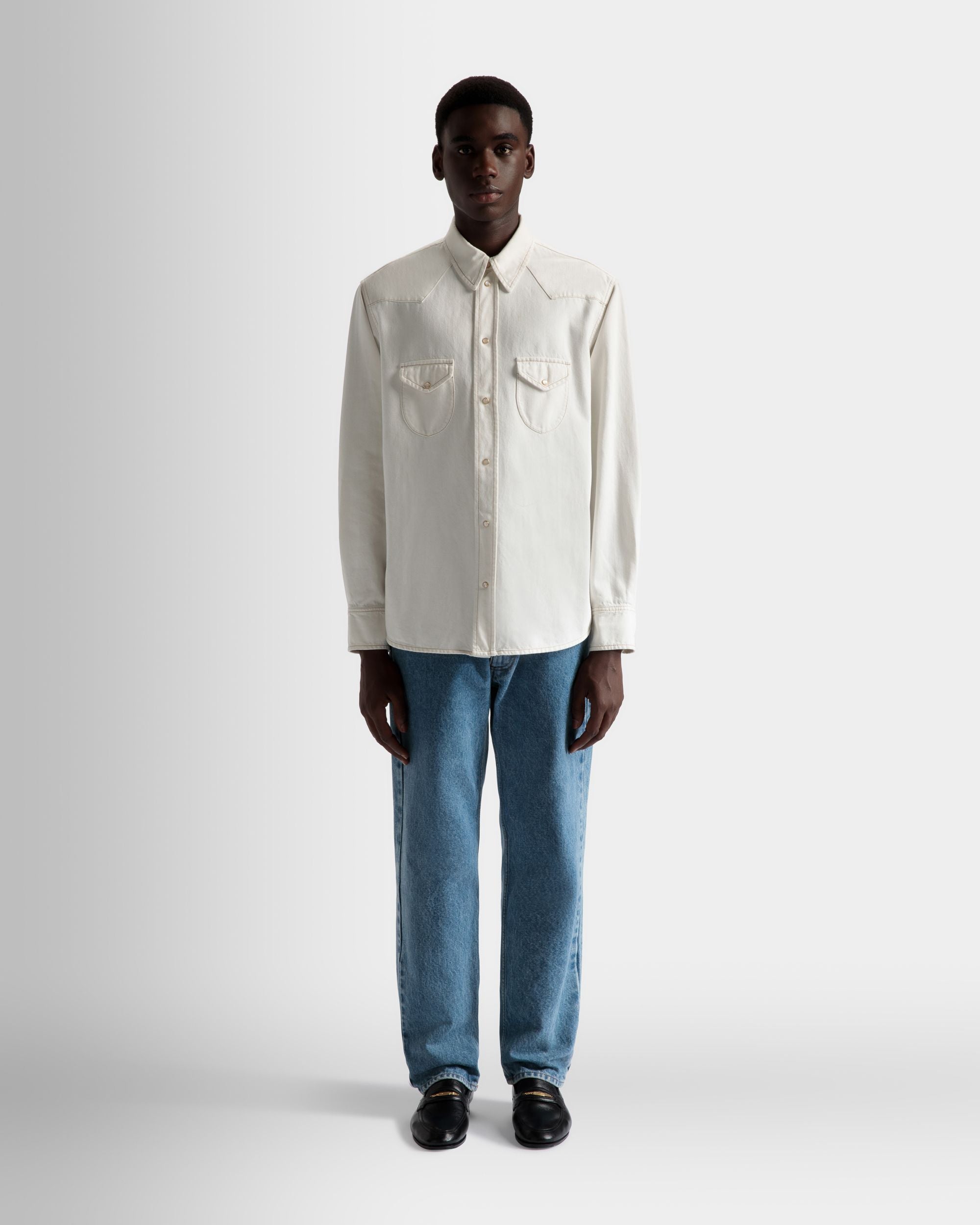 Bally Global - Bleached Shirt In Bone Denim - White