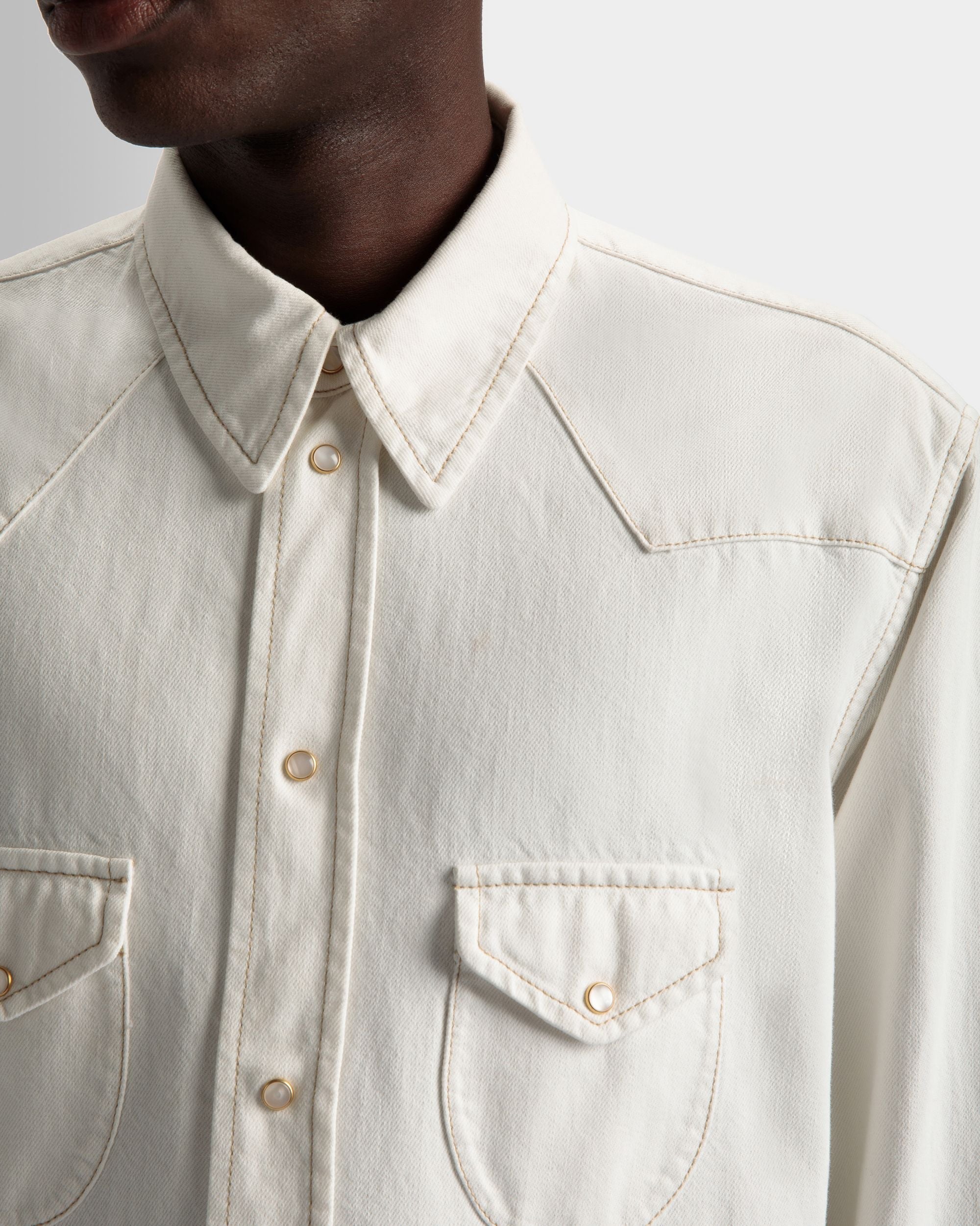 Bally Global - Bleached Shirt In Bone Denim - White