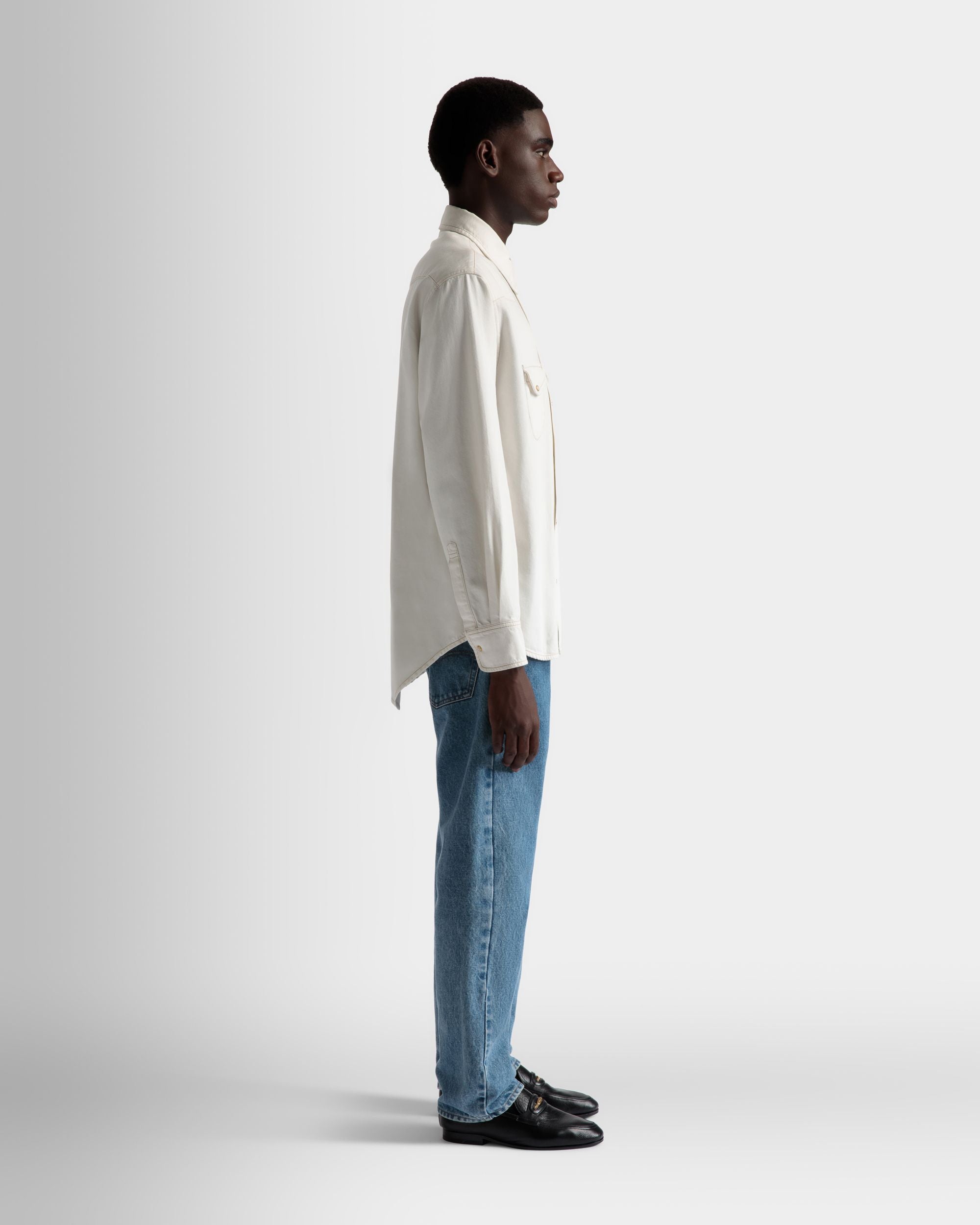 Bally Global - Bleached Shirt In Bone Denim - White