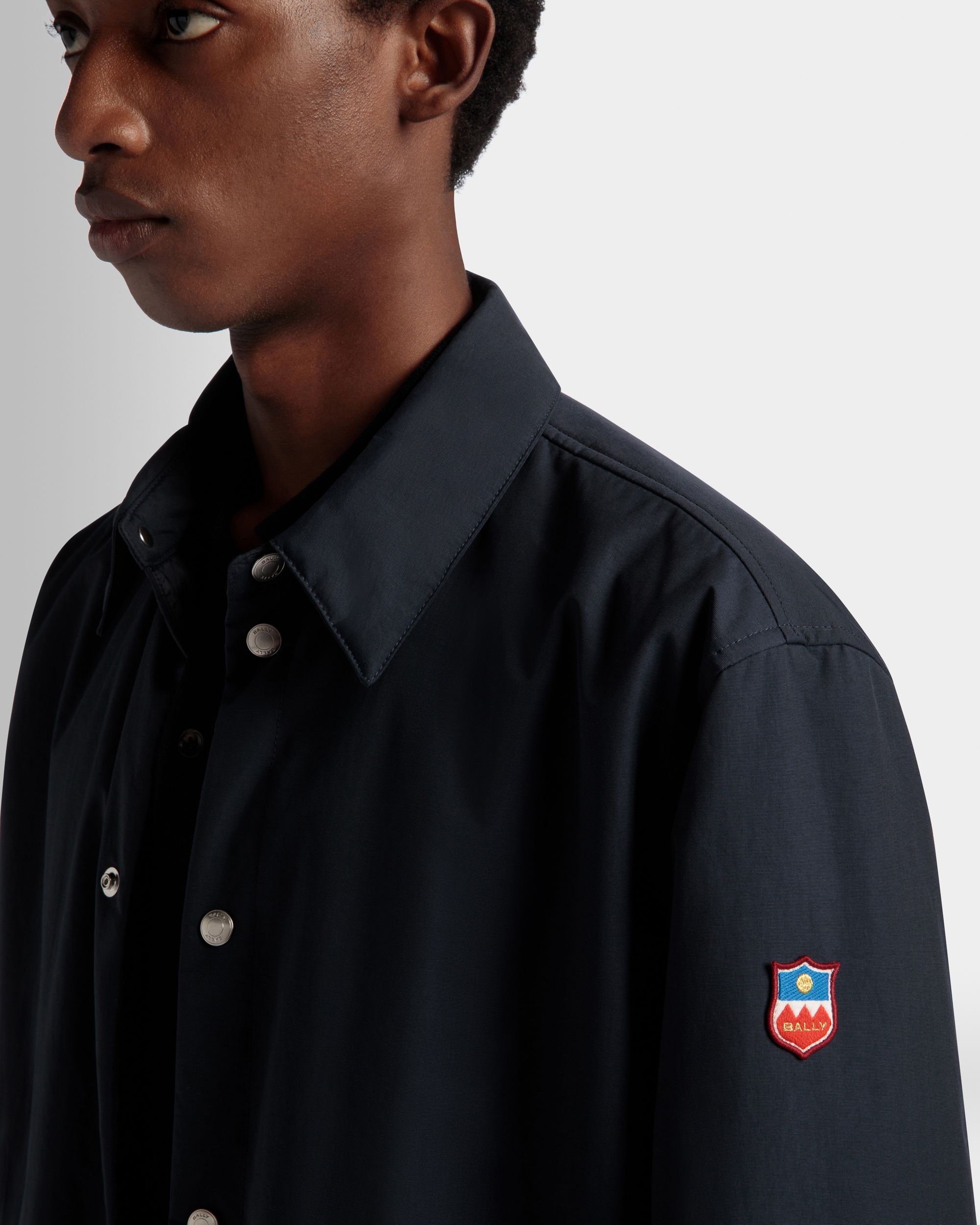Bally Global - Padded Overshirt In Navy Blue Nylon - Blue