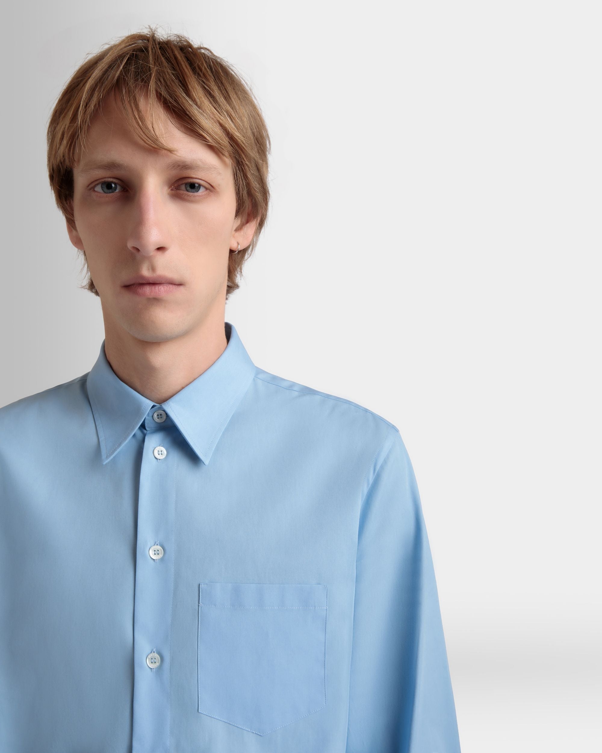 Bally Global - Chemise À Manches Longues En Coton Light Blue - Bleu