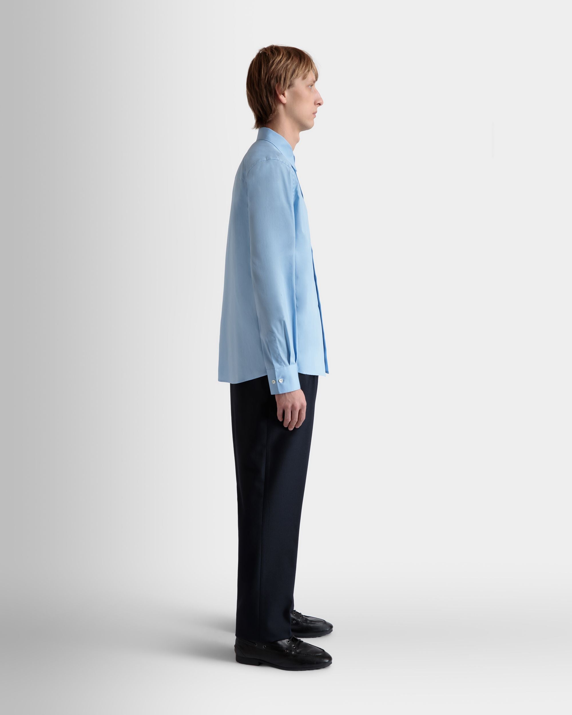 Bally Global - Chemise À Manches Longues En Coton Light Blue - Bleu