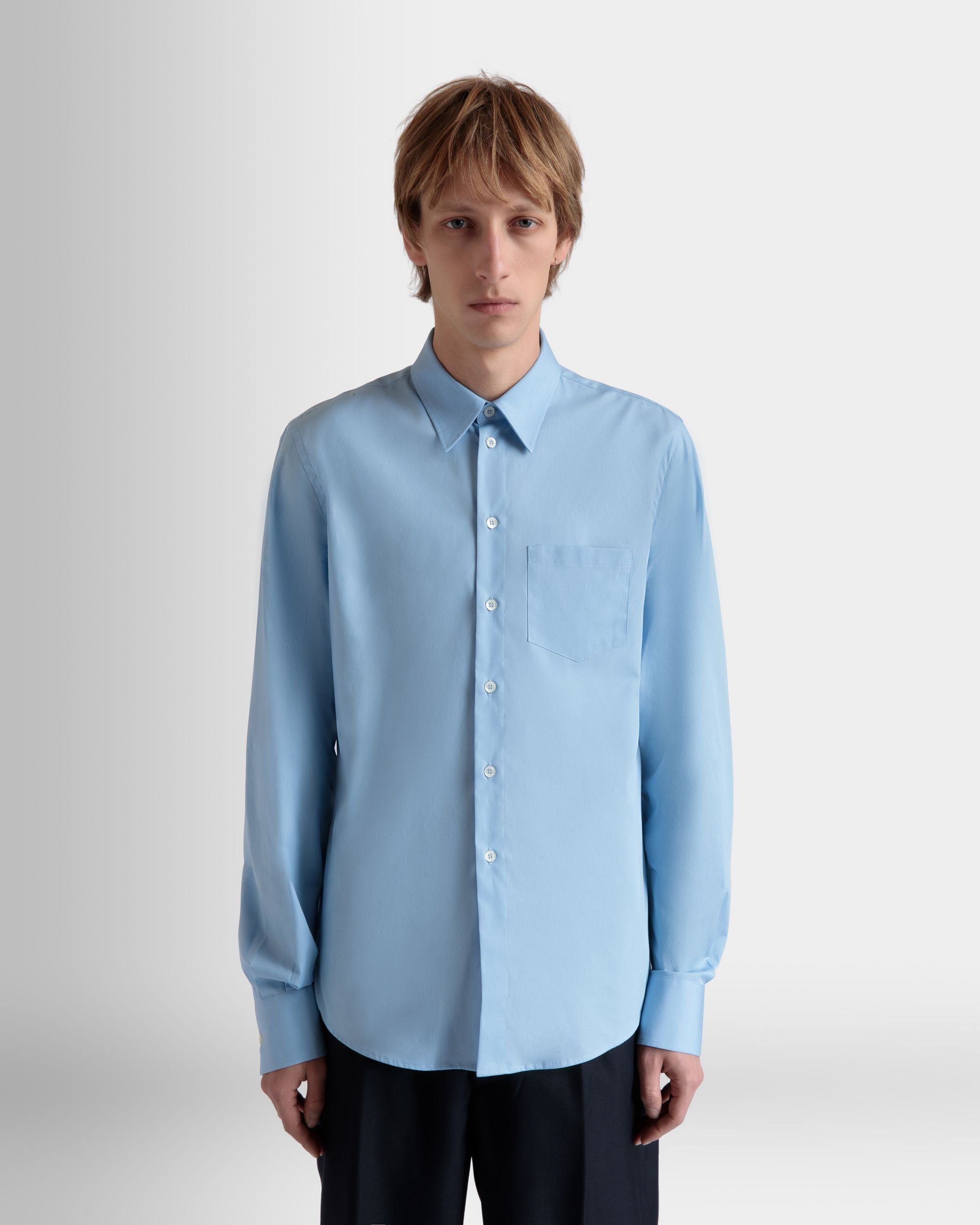 Bally Global - Chemise À Manches Longues En Coton Light Blue - Bleu