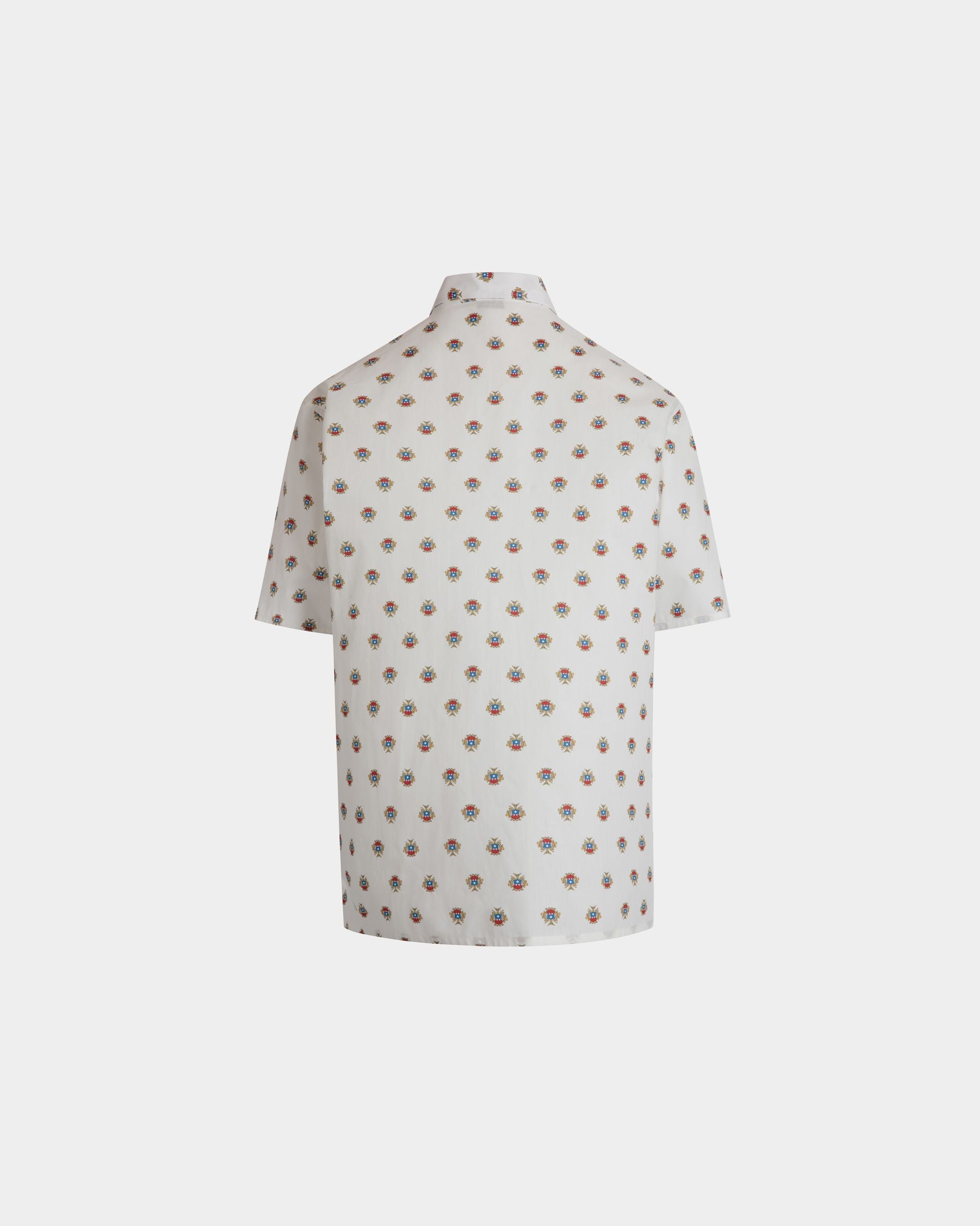 Bally Global - Bowling Shirt in White Cotton With an Allover Bally Crest Print - White