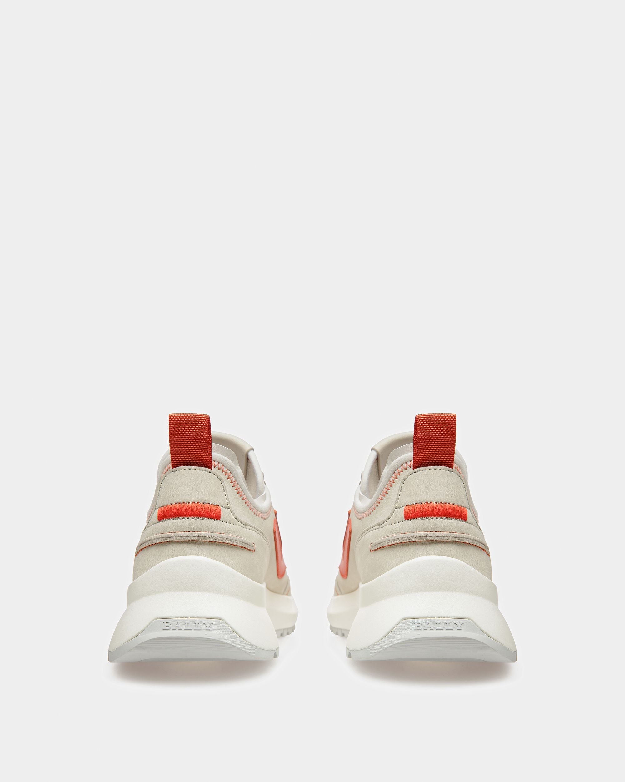 Bally Global - Darys Leather Sneakers In Dusty White And Orange - Multicolore