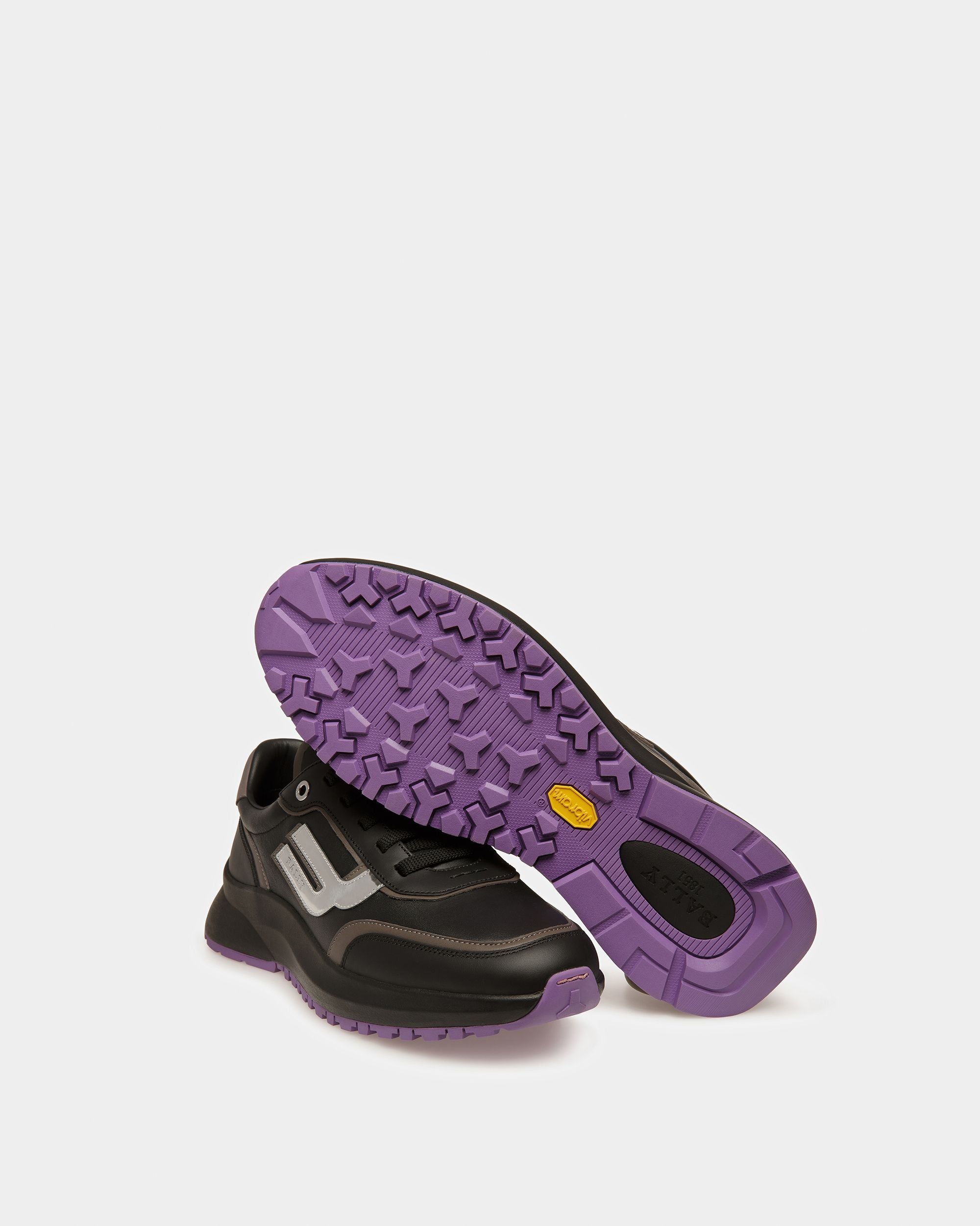Bally Global - Demmy Zapatillas De Piel En Negro Y Mineral Oscuro - Multicolor