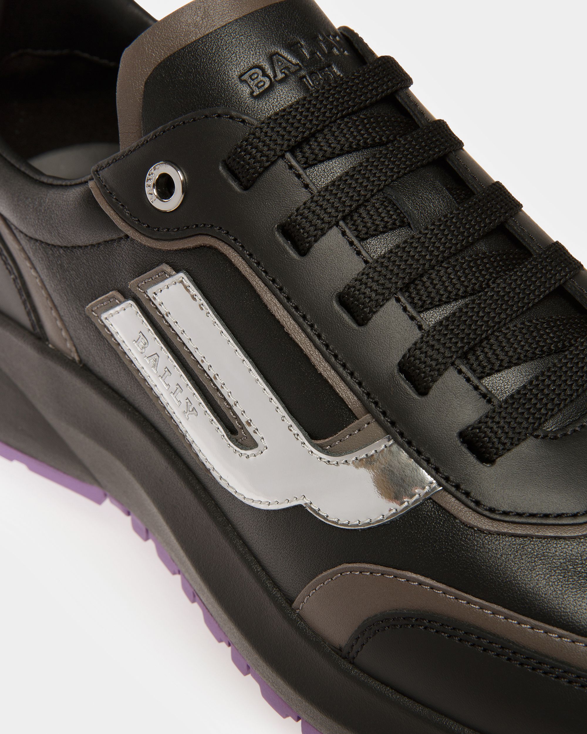 Bally Global - Demmy Zapatillas De Piel En Negro Y Mineral Oscuro - Multicolor